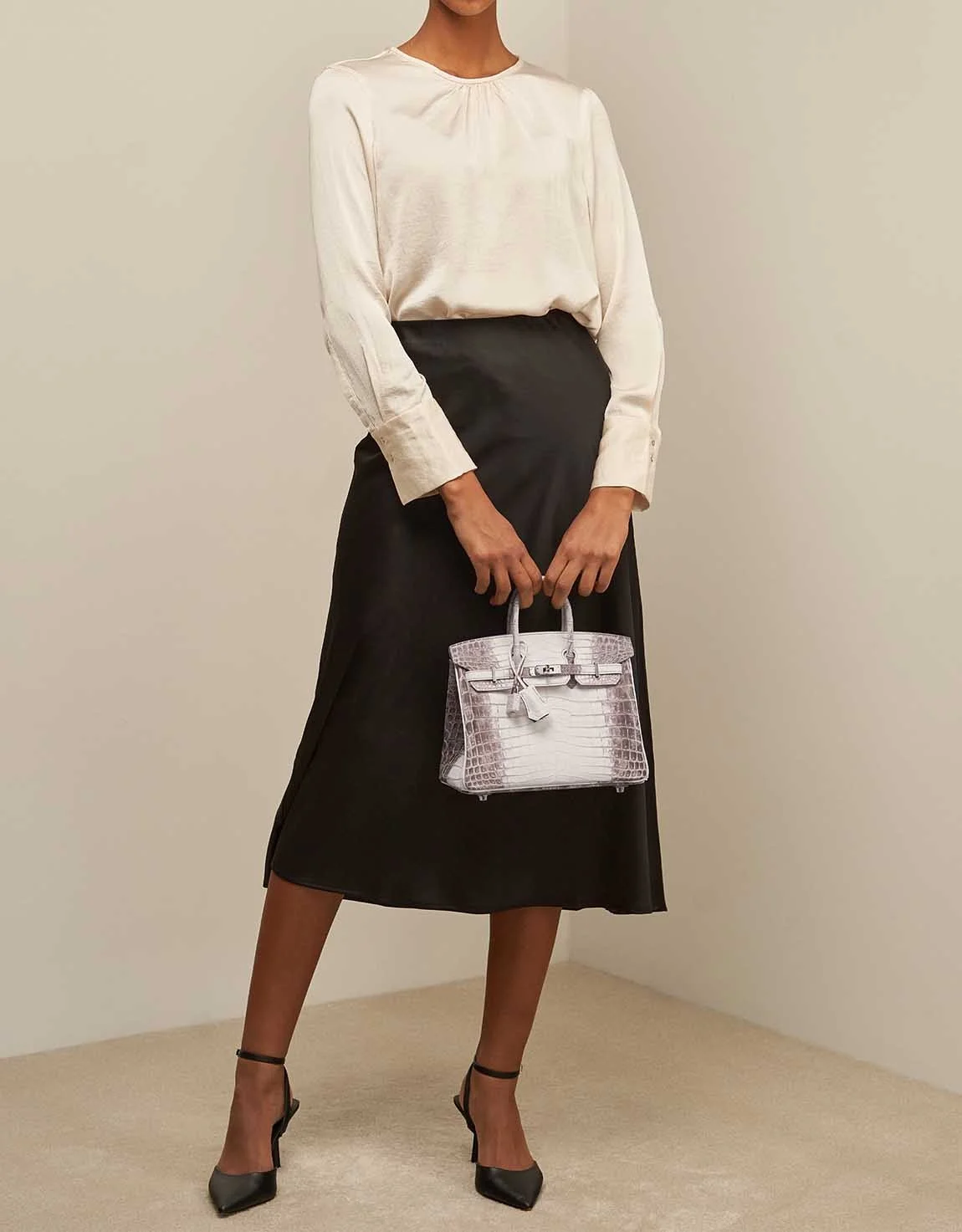 에르메스 버킨 25 르투르네 닐로티커스 히말라야 크로커다일 실버 하드웨어 (100% HAND MADE)