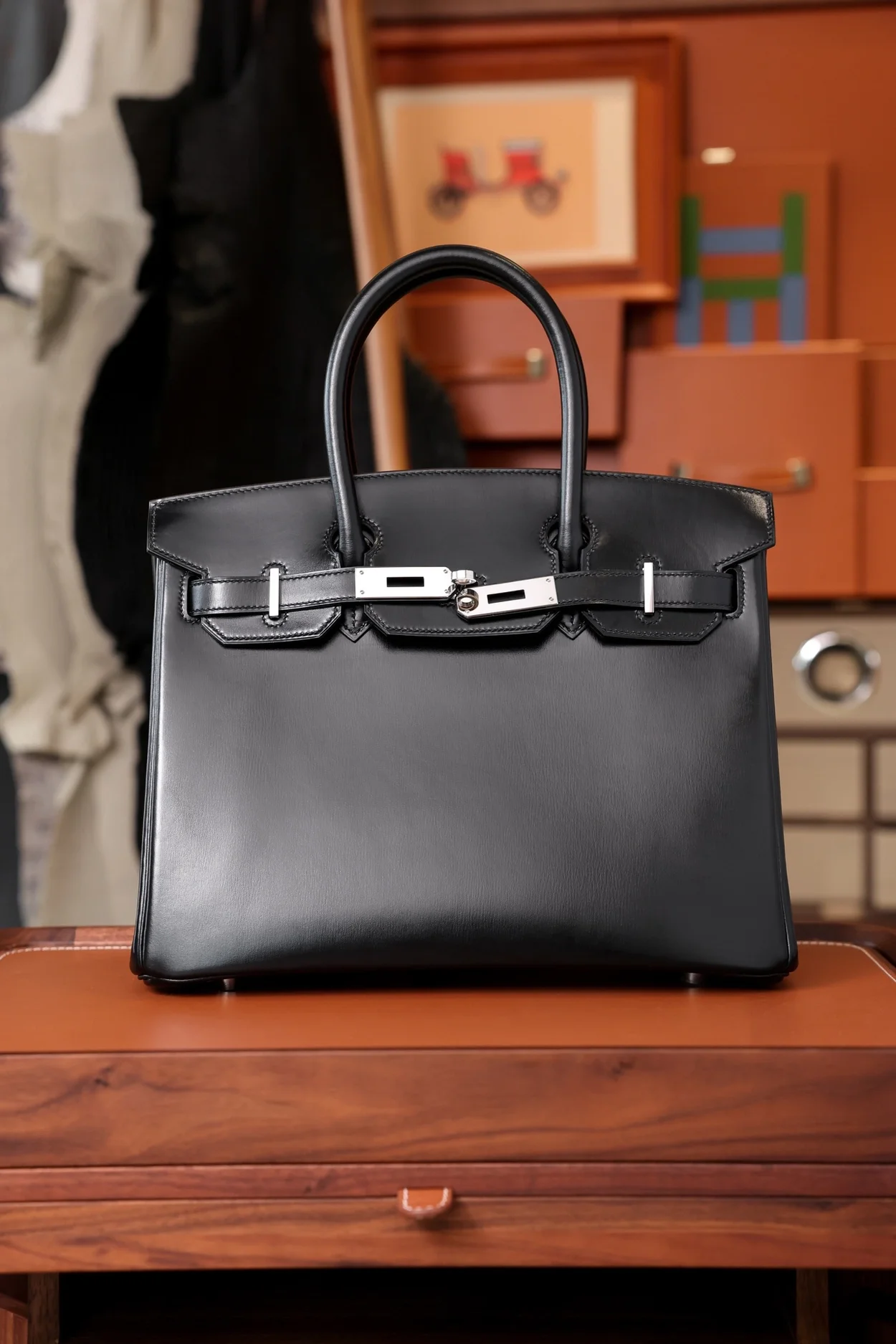 에르메스 버킨 30 르투르네 박스 블랙 팔라듐 하드웨어 (100% HAND MADE)