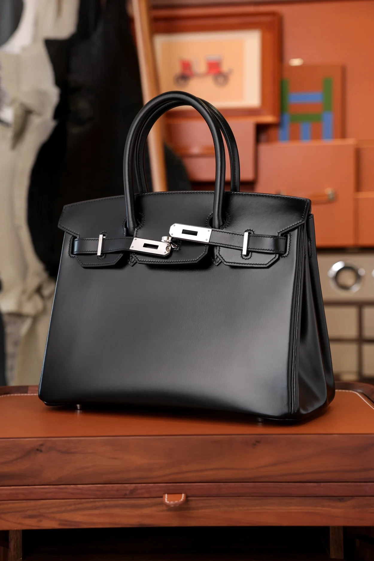 에르메스 버킨 30 르투르네 박스 블랙 팔라듐 하드웨어 (100% HAND MADE)