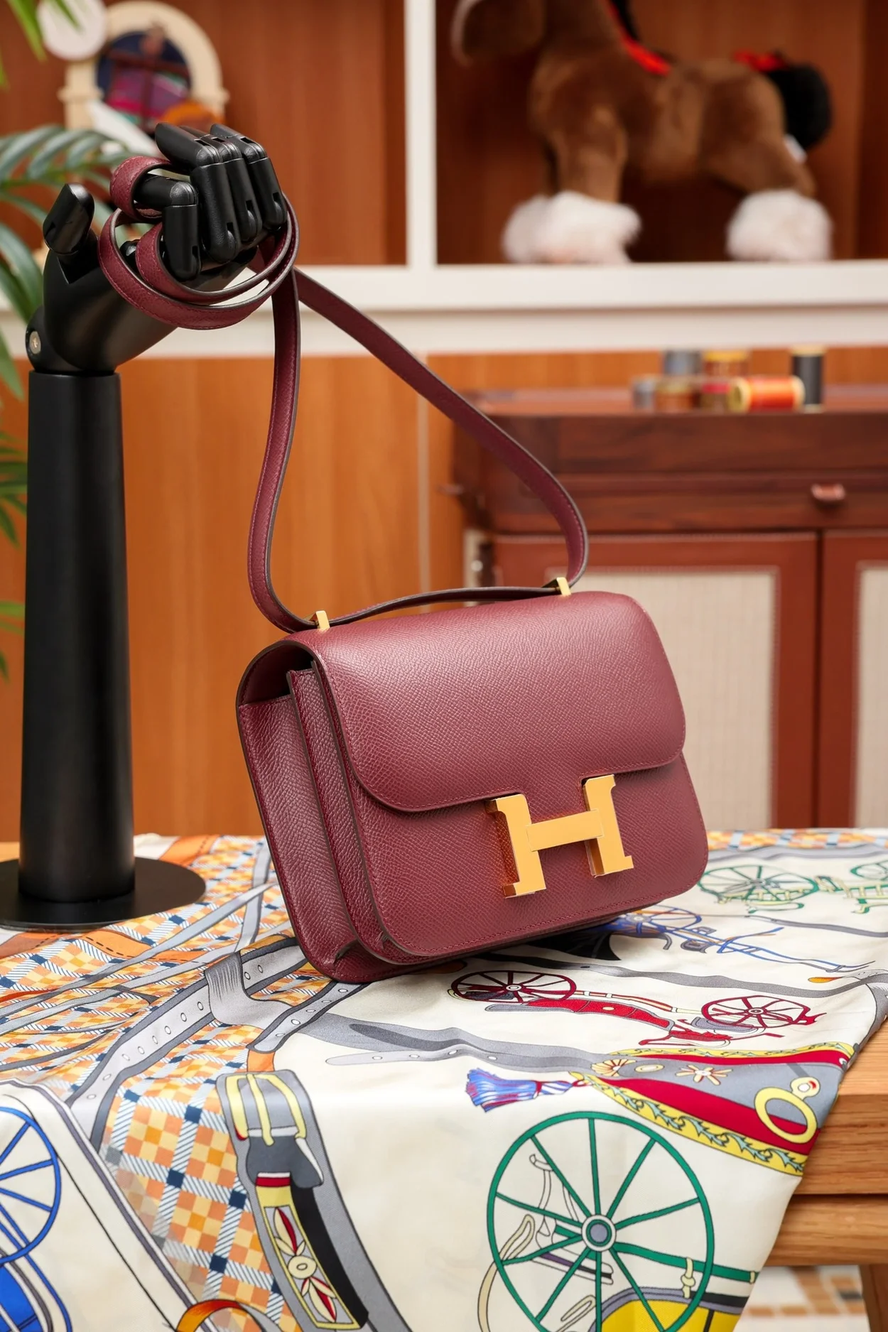 에르메스 콘스탄스 18 버건디 앱송 골드 하드웨어 (100% HAND MADE)