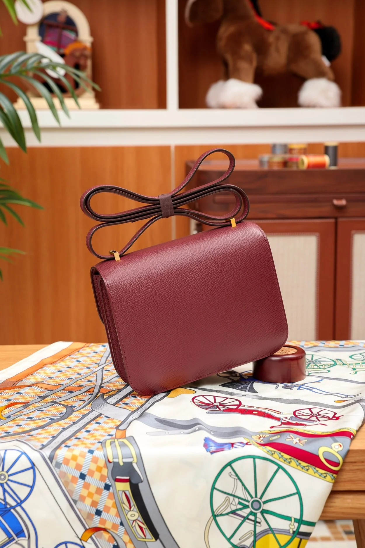 에르메스 콘스탄스 18 버건디 앱송 골드 하드웨어 (100% HAND MADE)