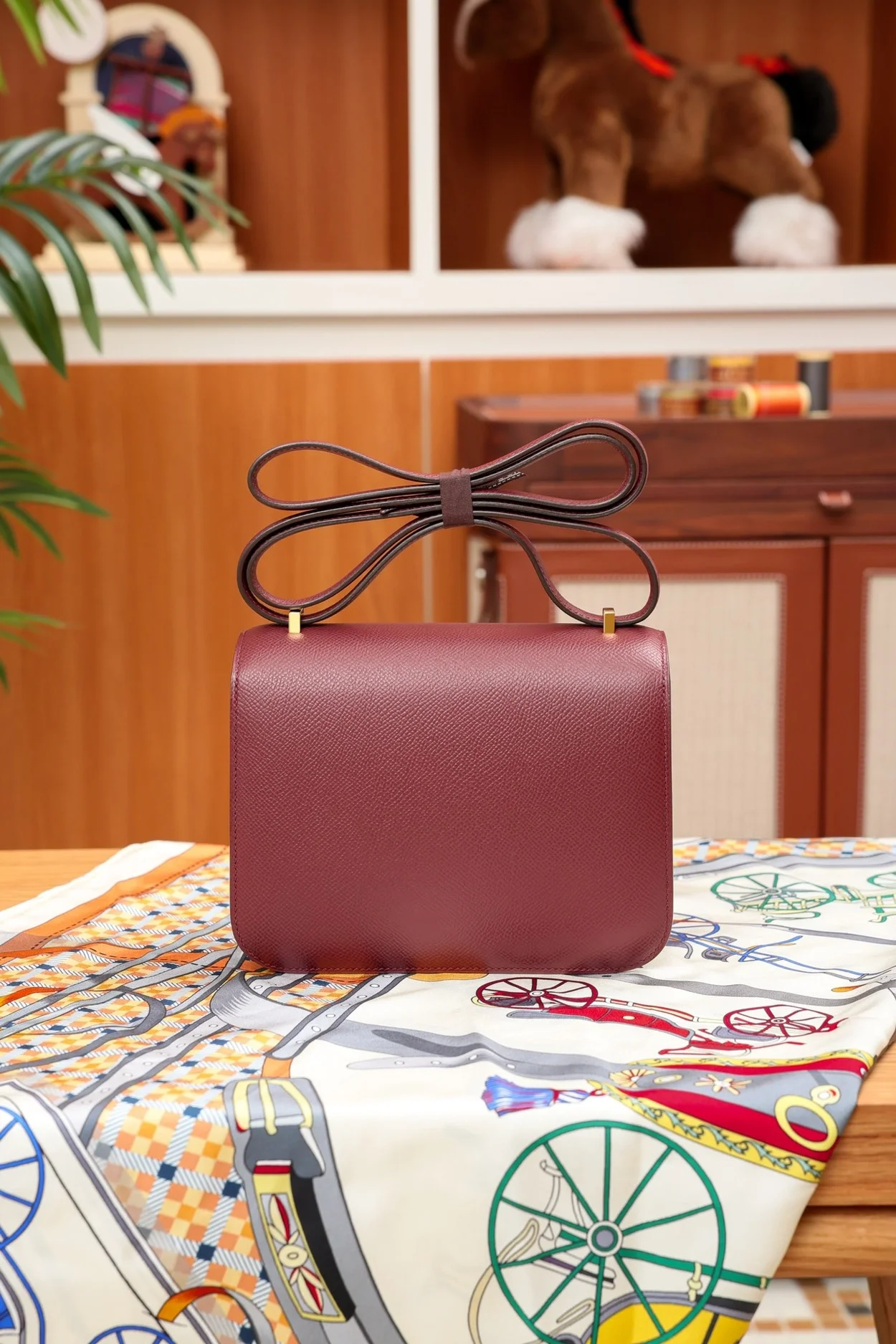 에르메스 콘스탄스 18 버건디 앱송 골드 하드웨어 (100% HAND MADE)