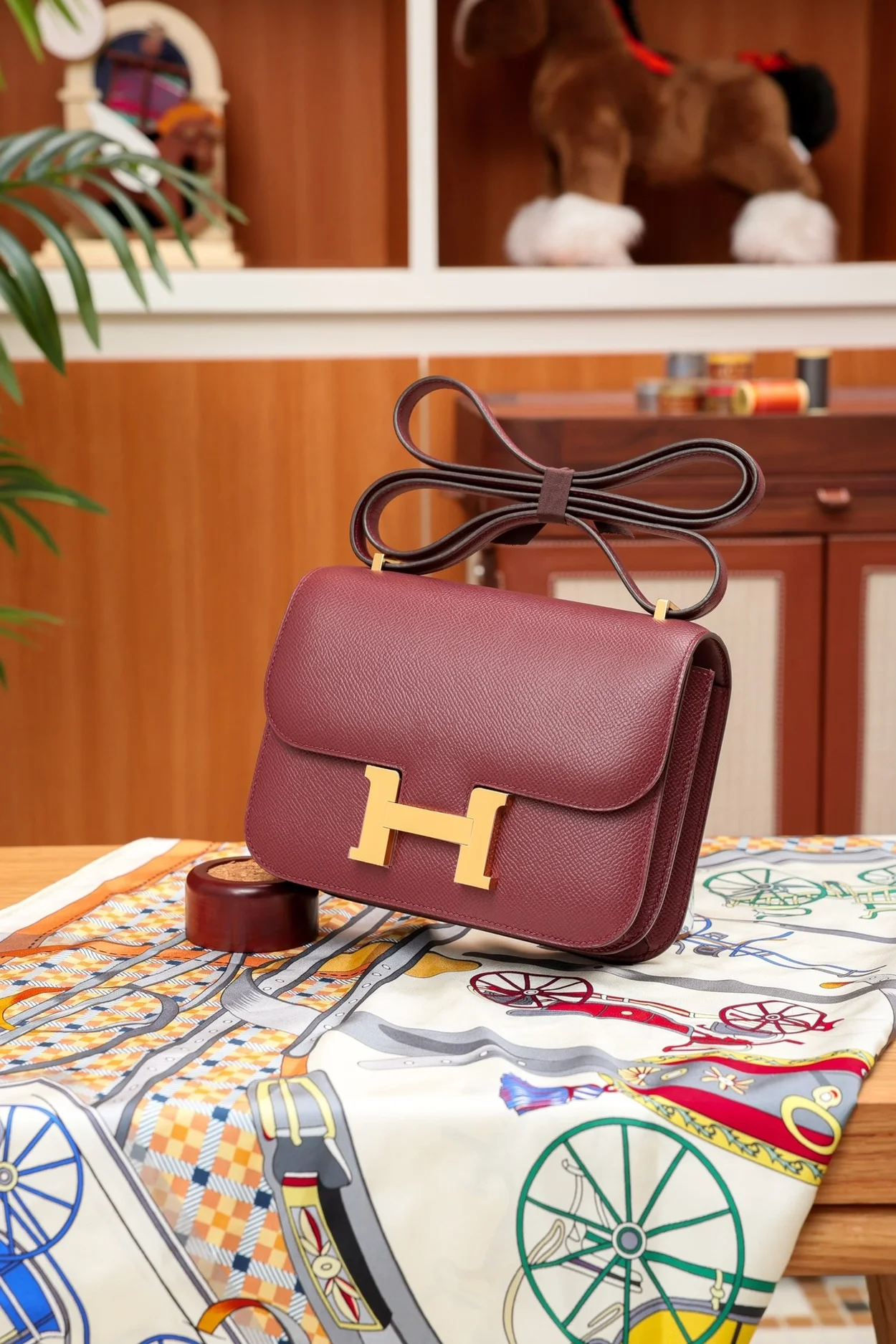 에르메스 콘스탄스 18 버건디 앱송 골드 하드웨어 (100% HAND MADE)