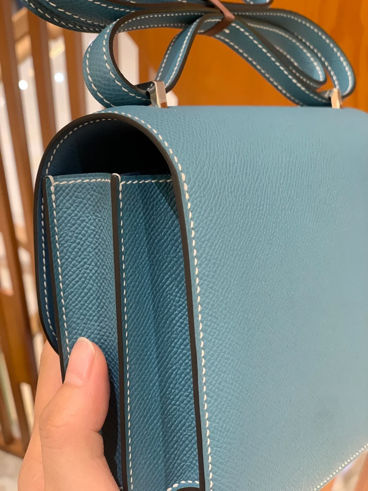 에르메스 콘스탄스 18 데님 블루 앱송 팔라듐 하드웨어 (100% HAND MADE)