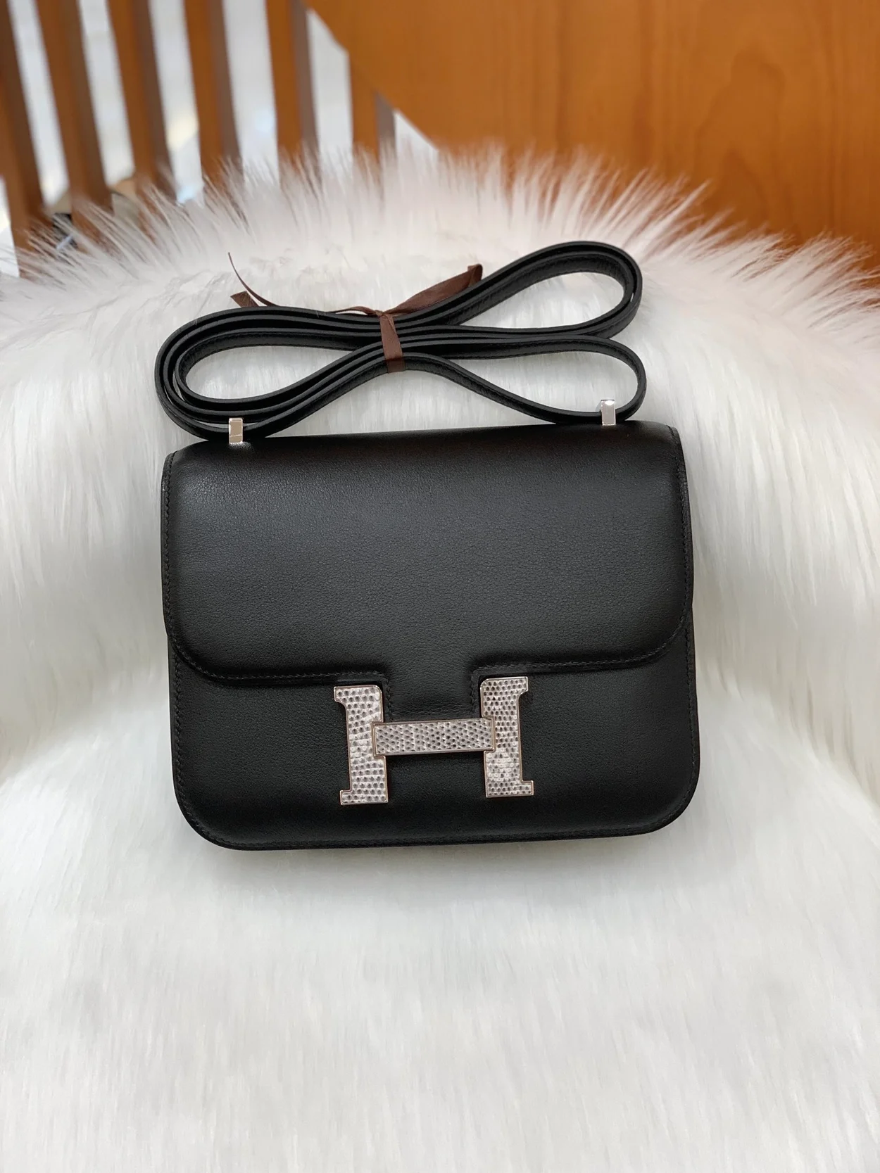 에르메스 콘스탄스 18 블랙 스위프트 리자드 버클 팔라듐 하드웨어 (100% HAND MADE)