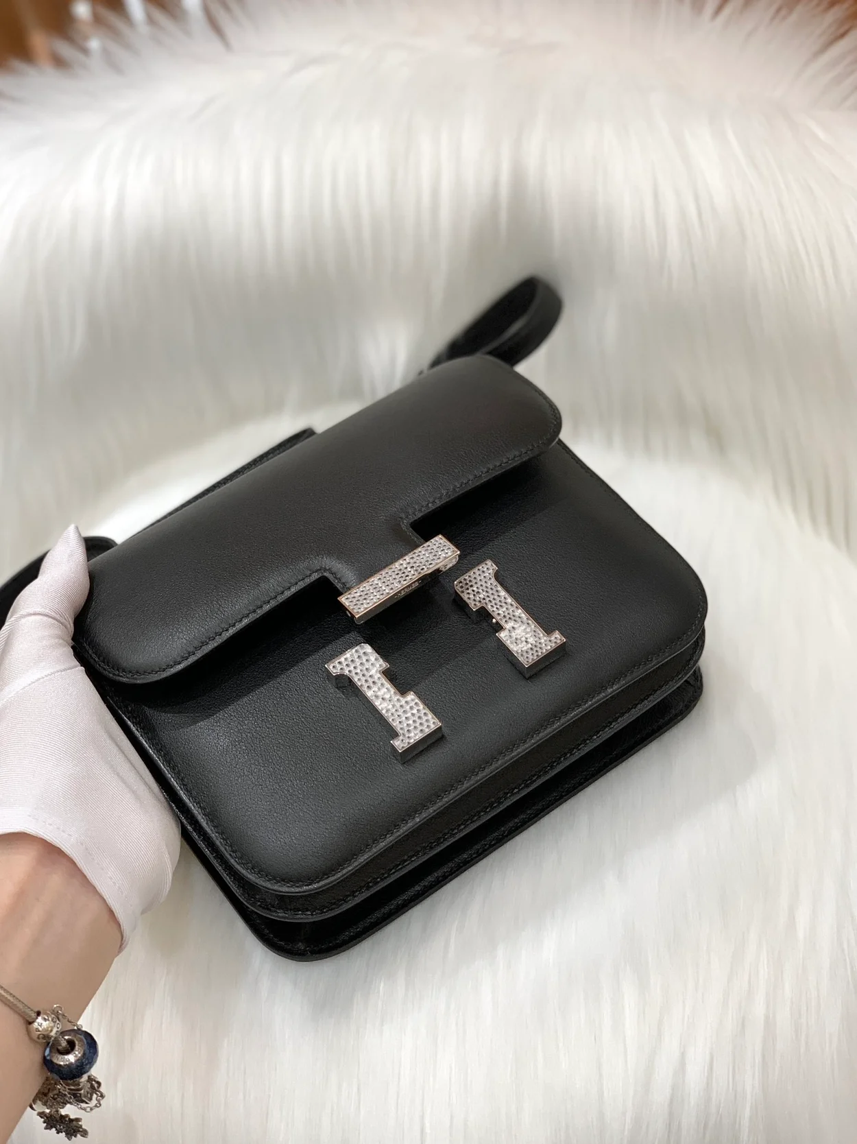 에르메스 콘스탄스 18 블랙 스위프트 리자드 버클 팔라듐 하드웨어 (100% HAND MADE)