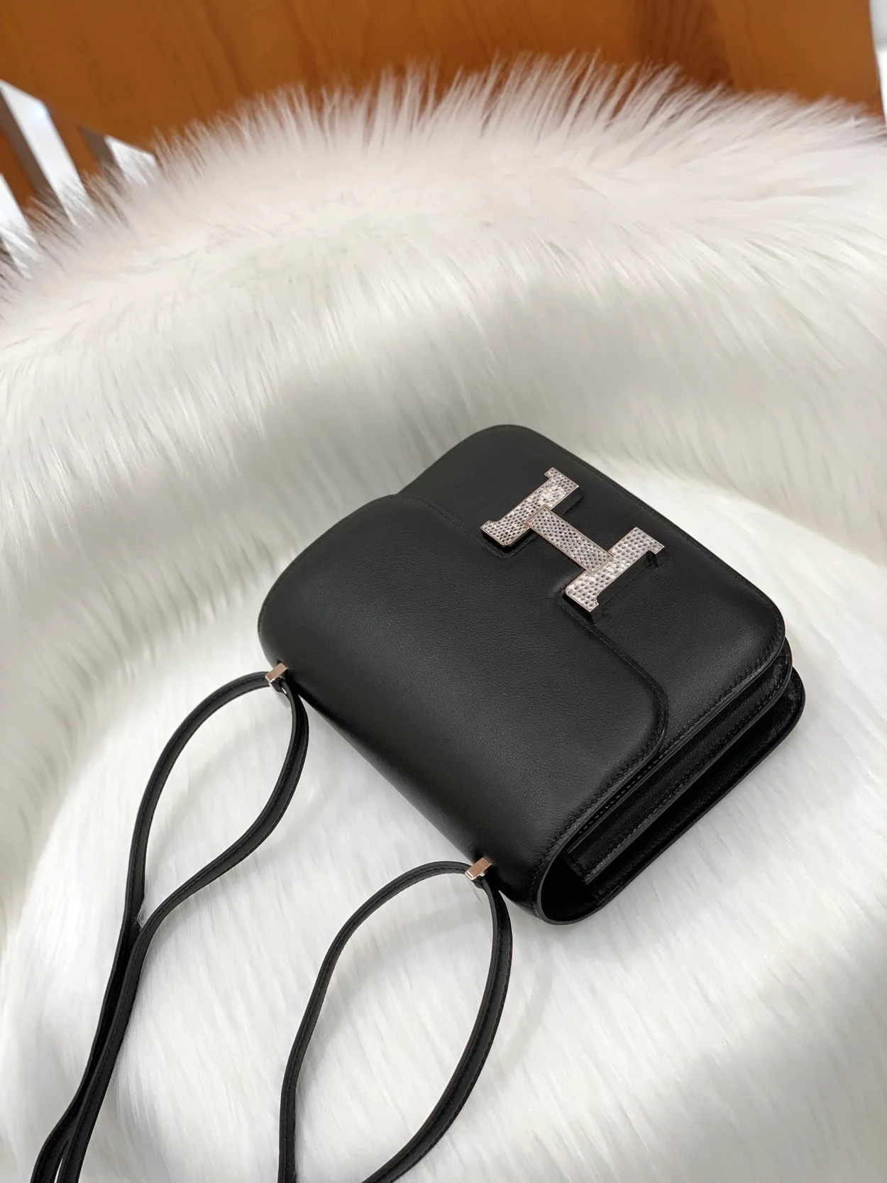 에르메스 콘스탄스 18 블랙 스위프트 리자드 버클 팔라듐 하드웨어 (100% HAND MADE)