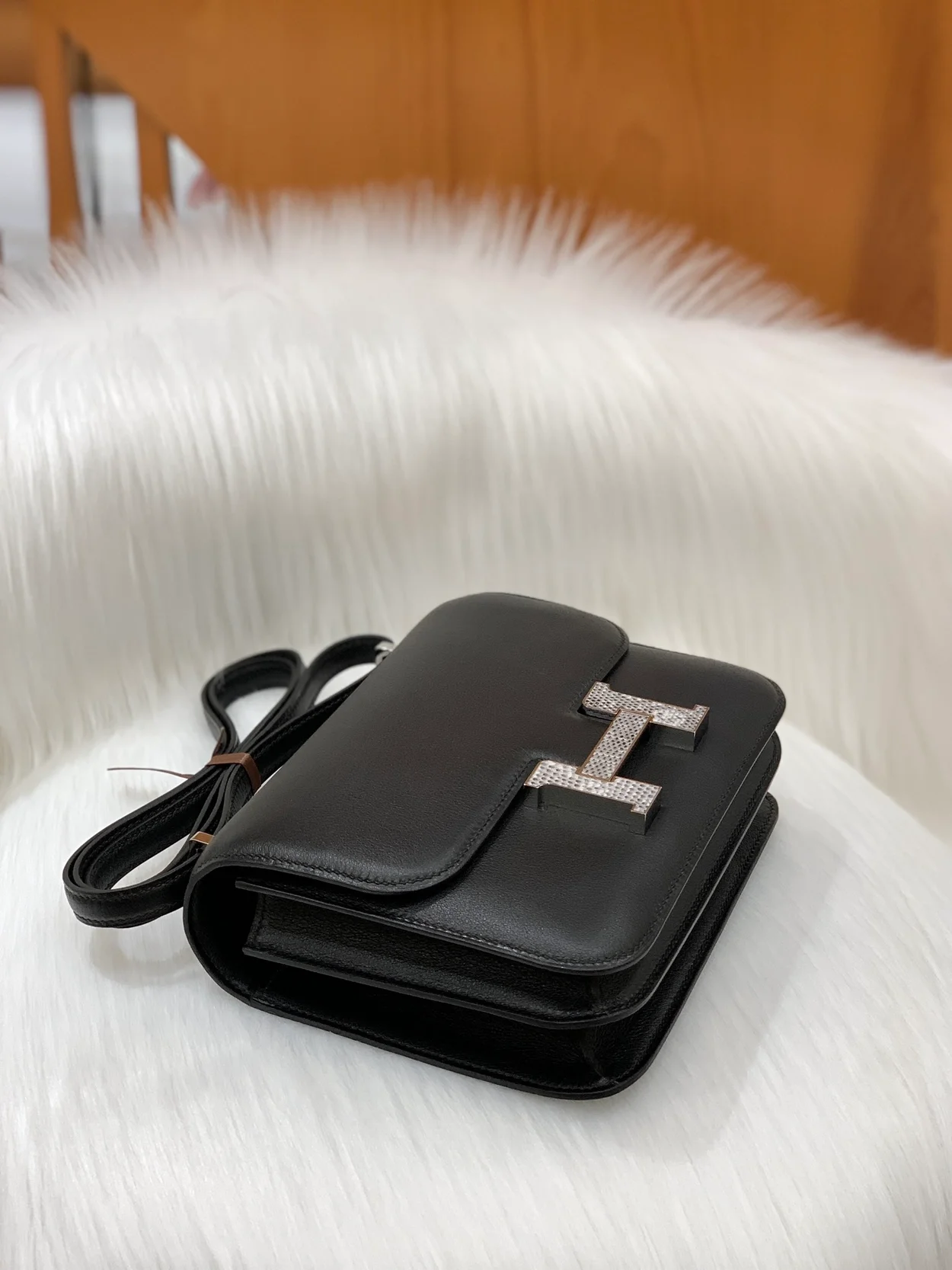 에르메스 콘스탄스 18 블랙 스위프트 리자드 버클 팔라듐 하드웨어 (100% HAND MADE)