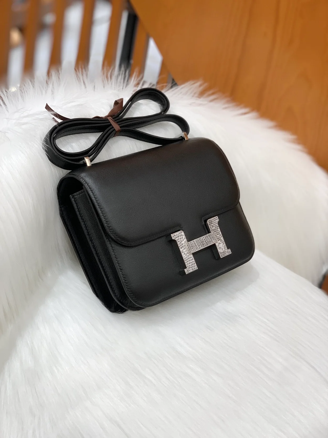 에르메스 콘스탄스 18 블랙 스위프트 리자드 버클 팔라듐 하드웨어 (100% HAND MADE)