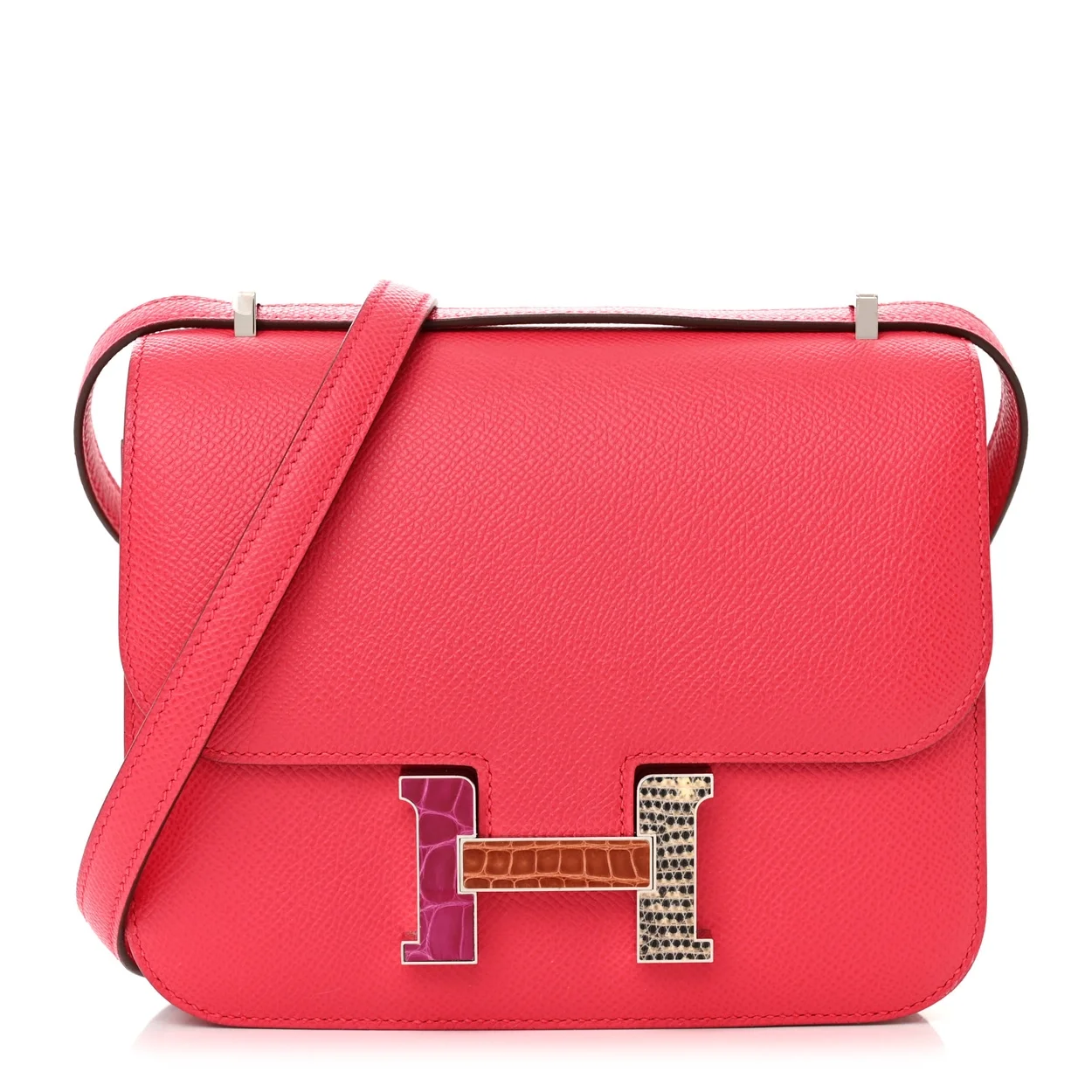 에르메스 콘스탄스 18 핑크 앱송 에나멜 인레이 버클 팔라듐 하드웨어 (100% HAND MADE)