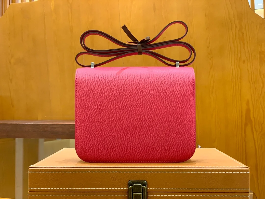 에르메스 콘스탄스 18 핑크 앱송 에나멜 인레이 버클 팔라듐 하드웨어 (100% HAND MADE)