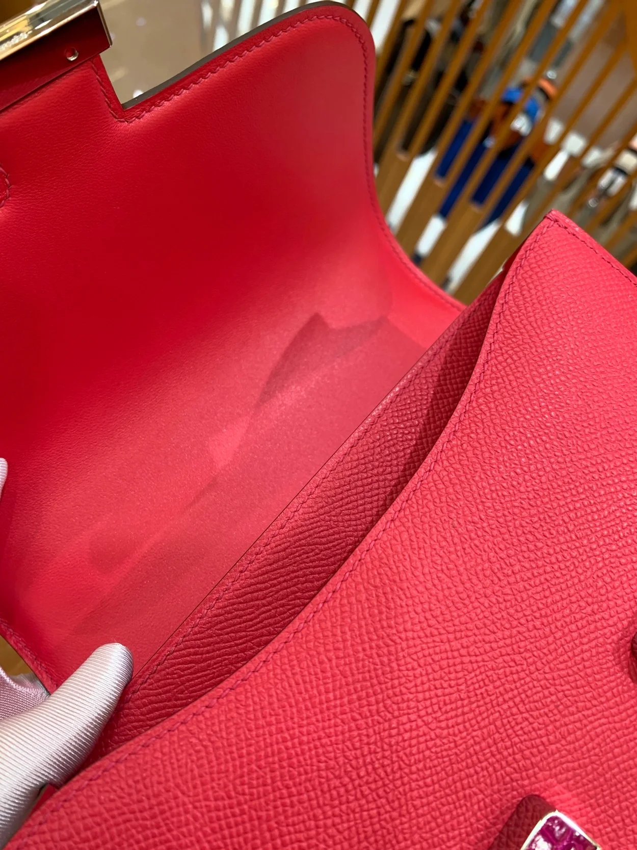 에르메스 콘스탄스 18 핑크 앱송 에나멜 인레이 버클 팔라듐 하드웨어 (100% HAND MADE)