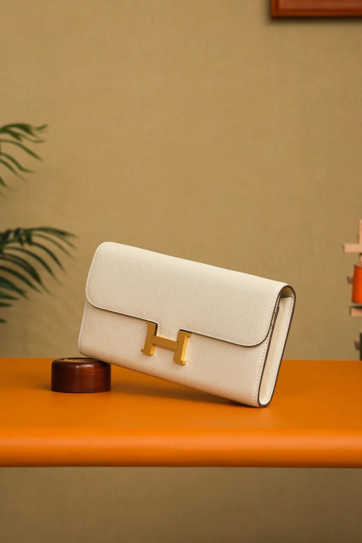 에르메스 콘스탄스 롱 투 고 지갑 크레 앱송 골드 하드웨어 (100% HAND MADE)