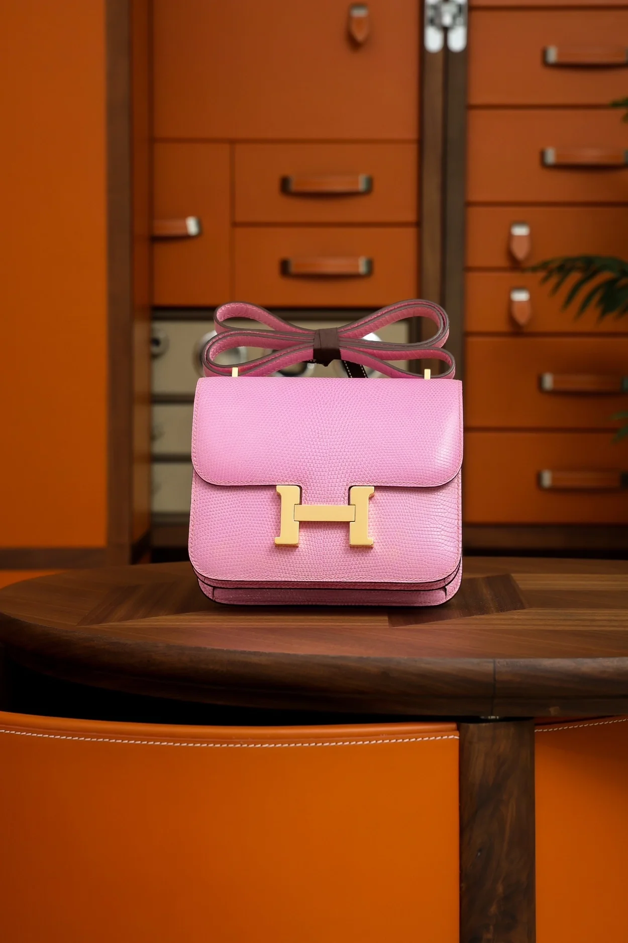 에르메스 콘스탄스 18 핑크 리자드 골드 하드웨어 (100% HAND MADE)