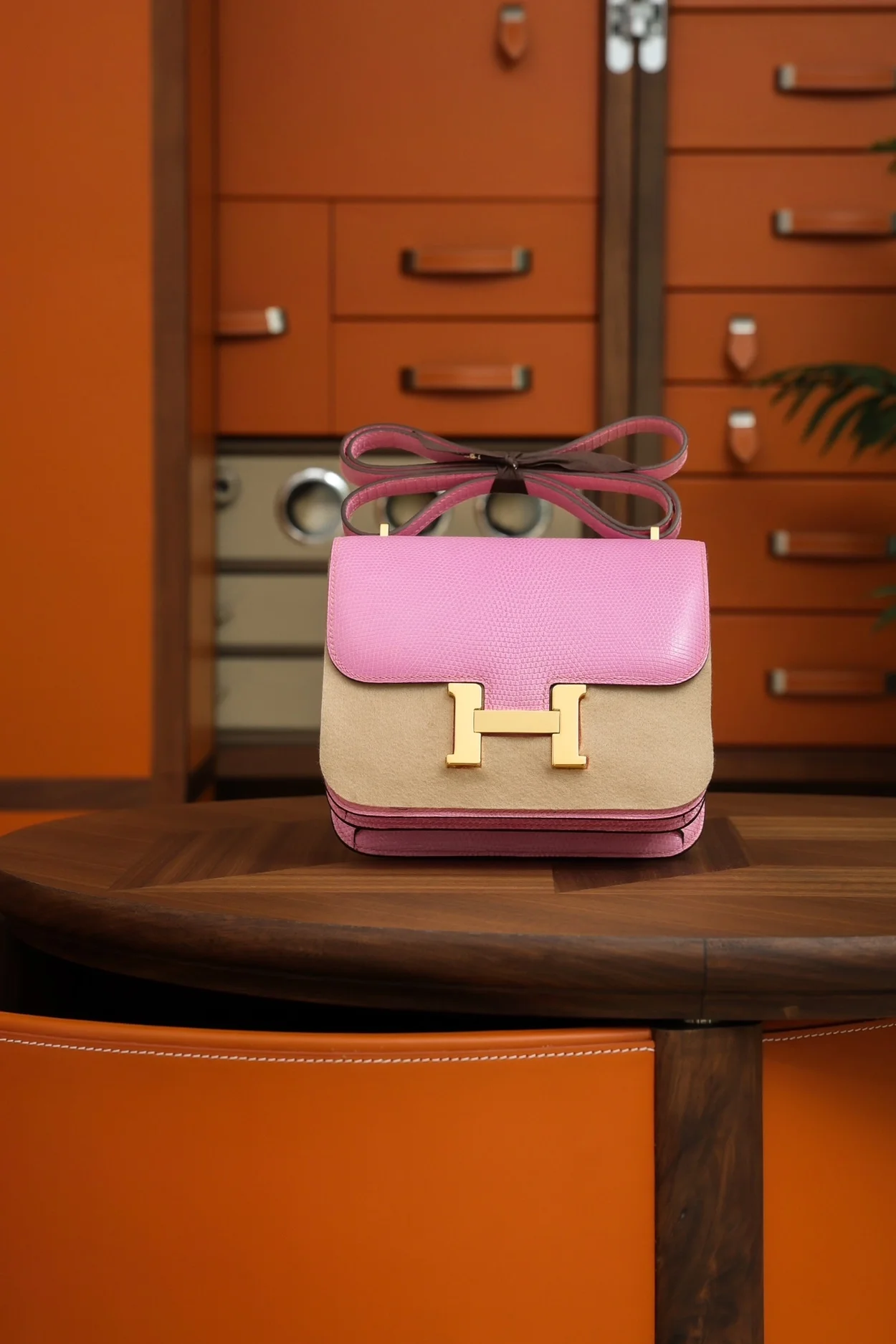 에르메스 콘스탄스 18 핑크 리자드 골드 하드웨어 (100% HAND MADE)