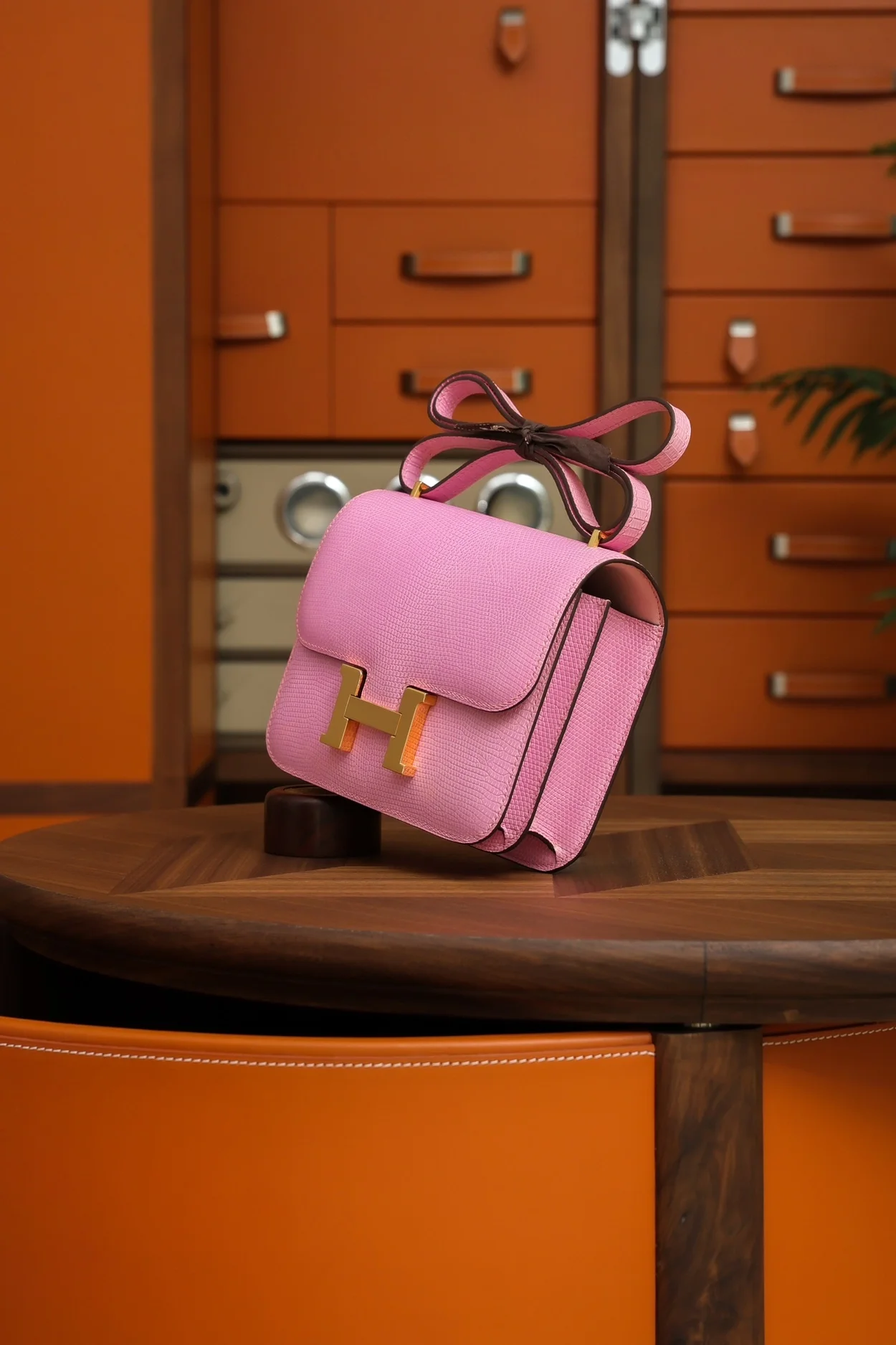 에르메스 콘스탄스 18 핑크 리자드 골드 하드웨어 (100% HAND MADE)