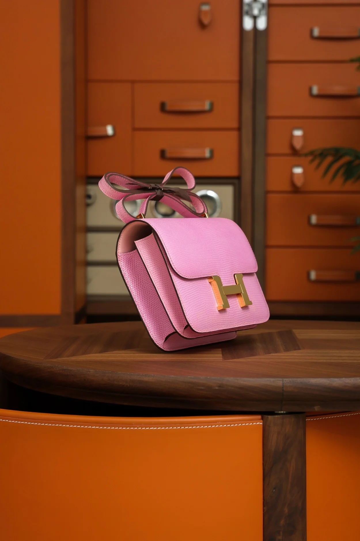 에르메스 콘스탄스 18 핑크 리자드 골드 하드웨어 (100% HAND MADE)