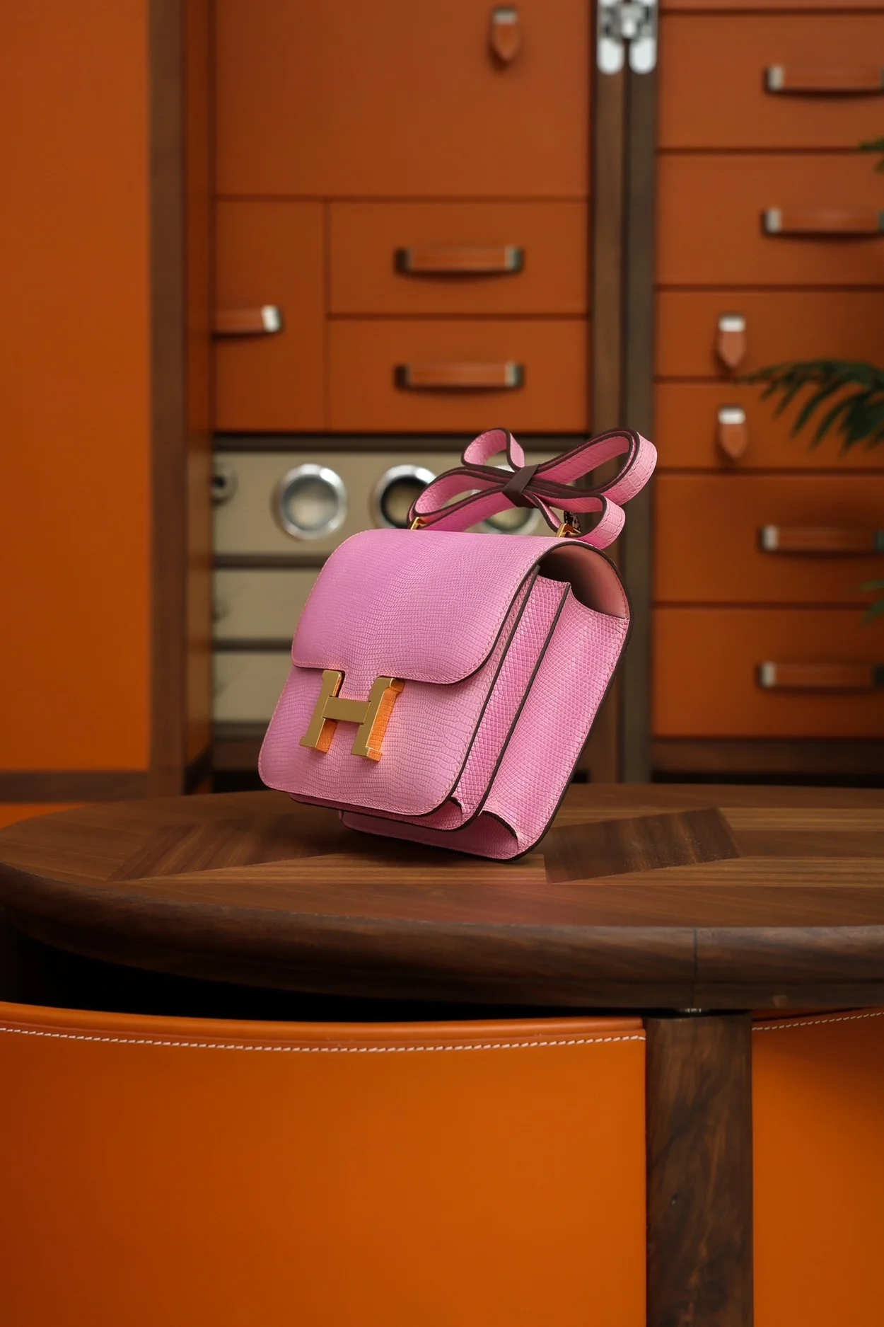 에르메스 콘스탄스 18 핑크 리자드 골드 하드웨어 (100% HAND MADE)