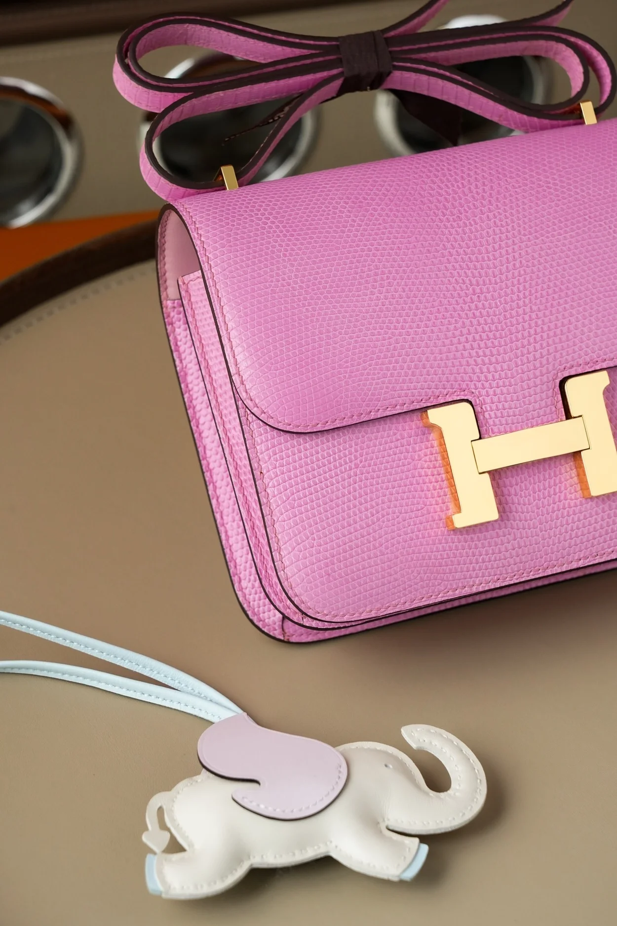 에르메스 콘스탄스 18 핑크 리자드 골드 하드웨어 (100% HAND MADE)