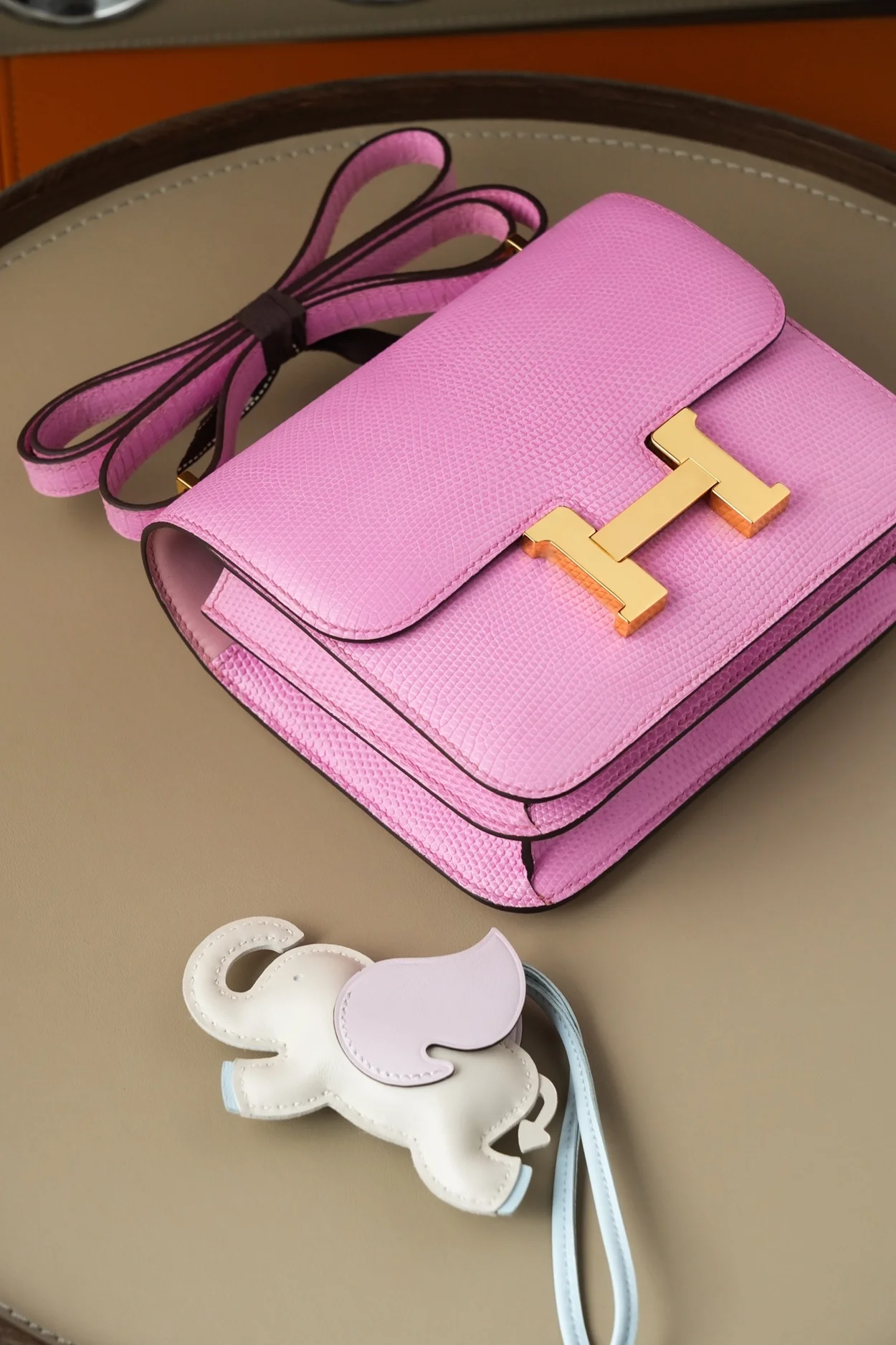 에르메스 콘스탄스 18 핑크 리자드 골드 하드웨어 (100% HAND MADE)