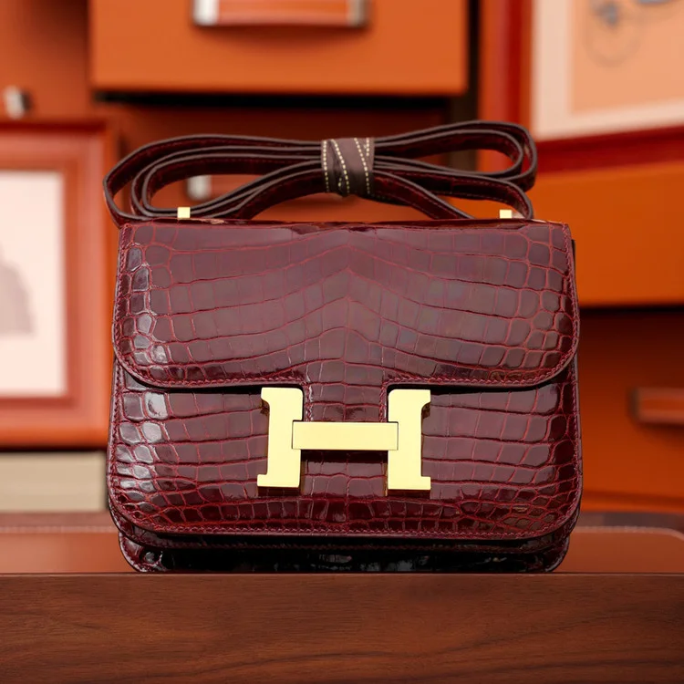 에르메스 콘스탄스 18 엘리게이터 버건디 골드 하드웨어 (100% HAND MADE)