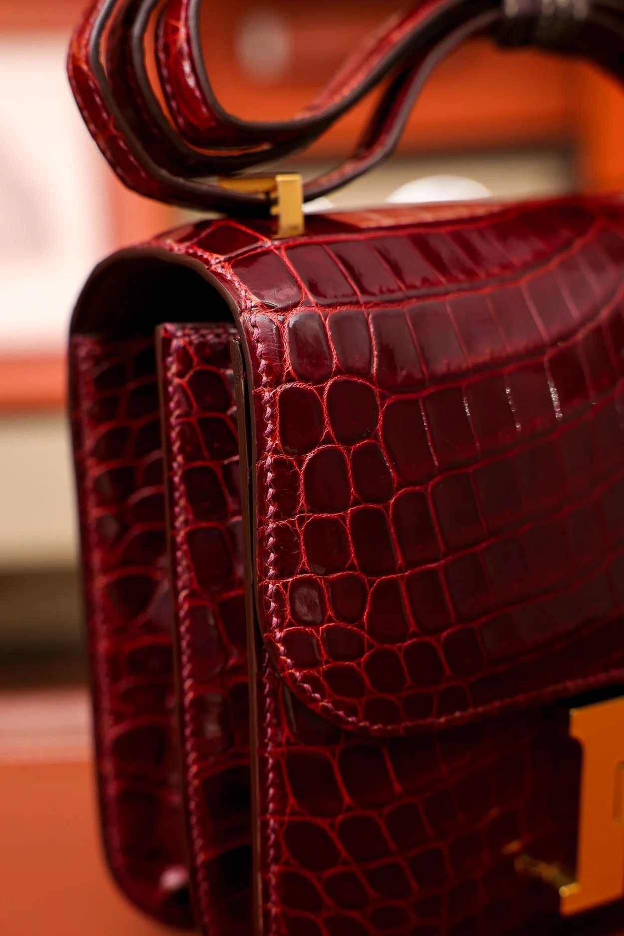 에르메스 콘스탄스 18 엘리게이터 버건디 골드 하드웨어 (100% HAND MADE)