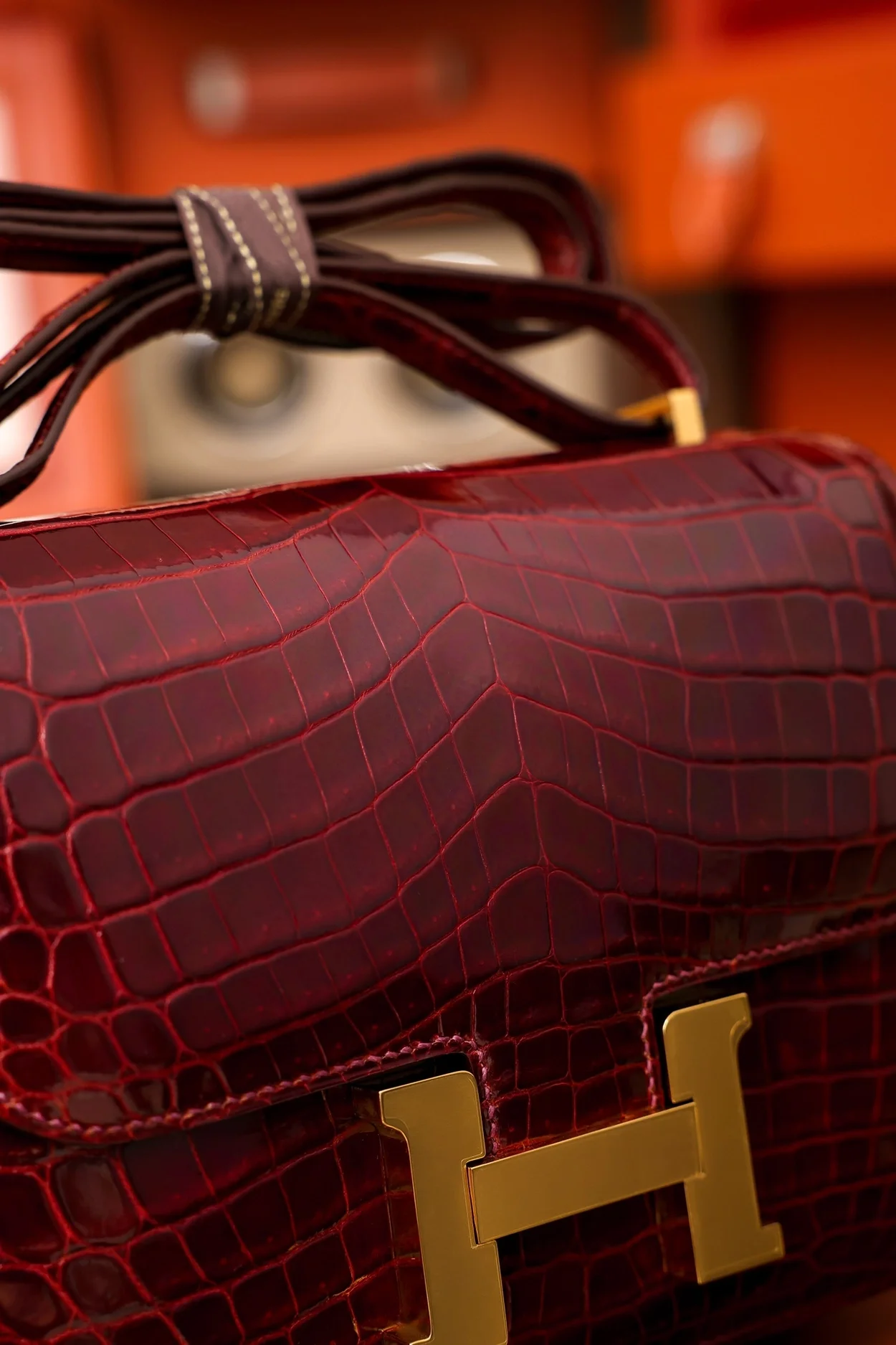 에르메스 콘스탄스 18 엘리게이터 버건디 골드 하드웨어 (100% HAND MADE)