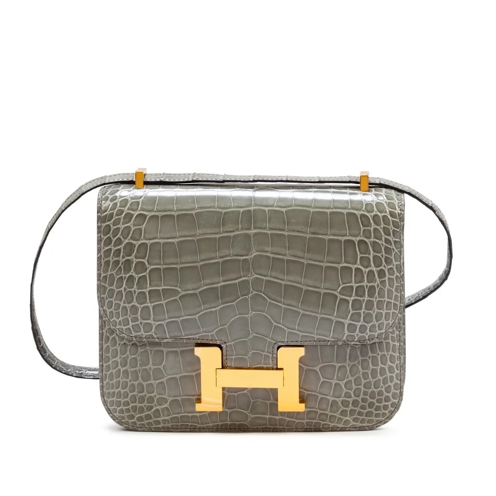 에르메스 콘스탄스 18 엘리게이터 그레이 골드 하드웨어 (100% HAND MADE)