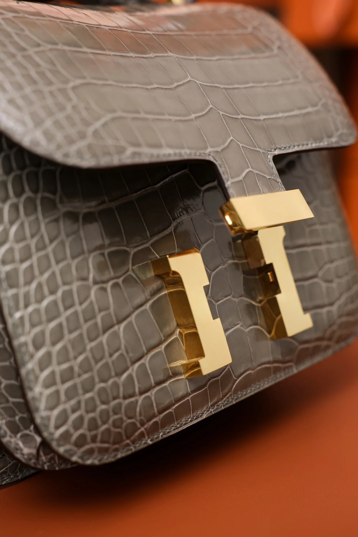 에르메스 콘스탄스 18 엘리게이터 그레이 골드 하드웨어 (100% HAND MADE)