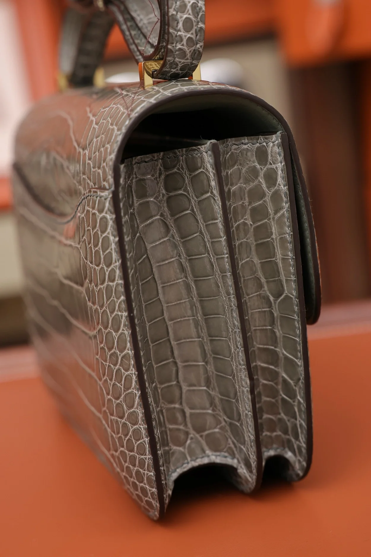 에르메스 콘스탄스 18 엘리게이터 그레이 골드 하드웨어 (100% HAND MADE)