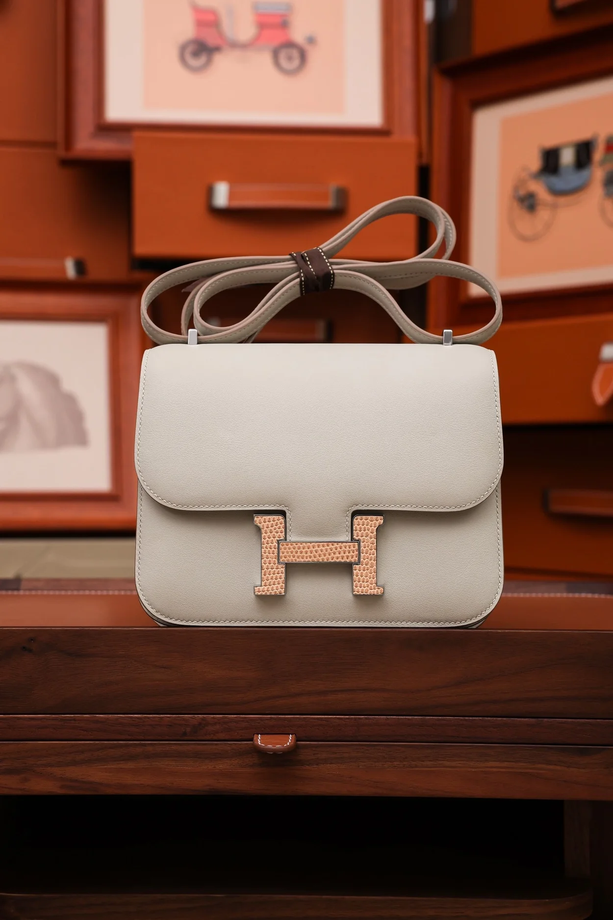 에르메스 콘스탄스 18 크레 스위프트 리자드 버클 팔라듐 하드웨어 (100% HAND MADE)