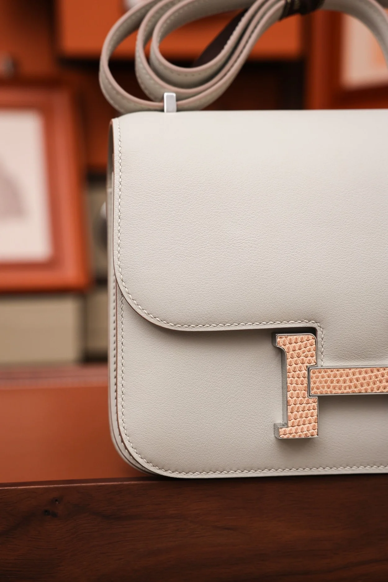 에르메스 콘스탄스 18 크레 스위프트 리자드 버클 팔라듐 하드웨어 (100% HAND MADE)