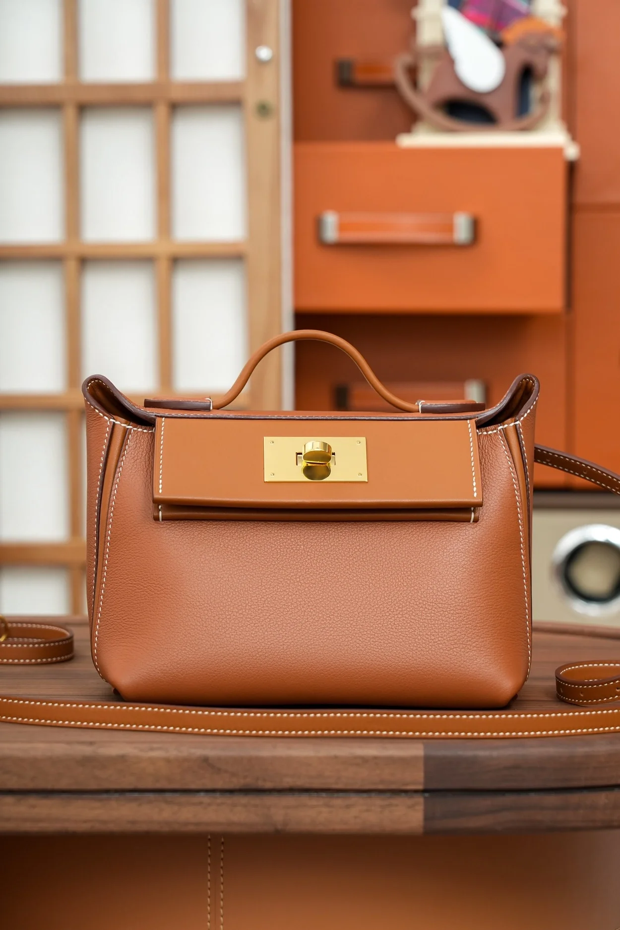 에르메스 2424 미니 백 브라운 골드 하드웨어 (100% HAND MADE)