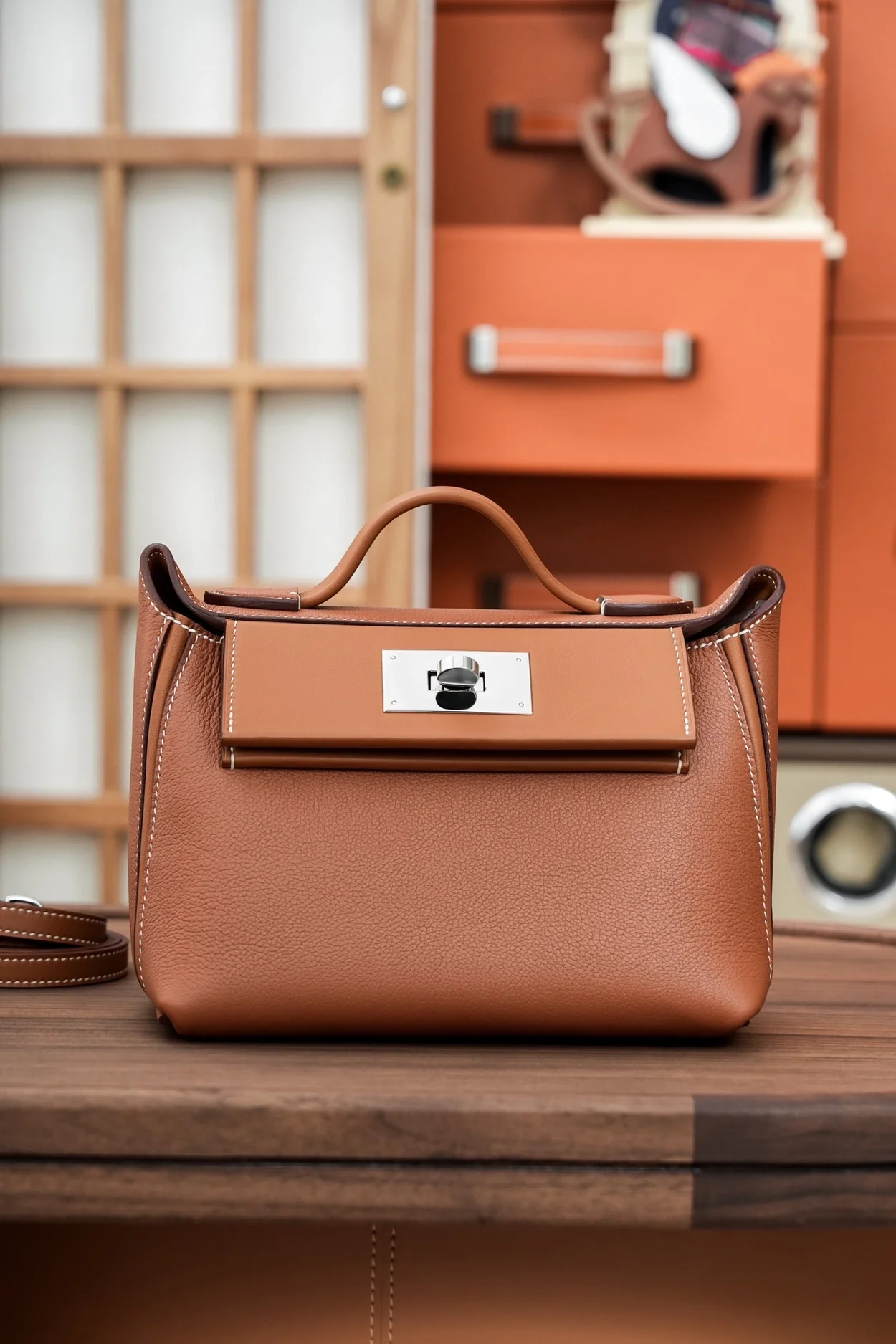 에르메스 2424 미니 백 브라운 팔라듐 하드웨어 (100% HAND MADE)