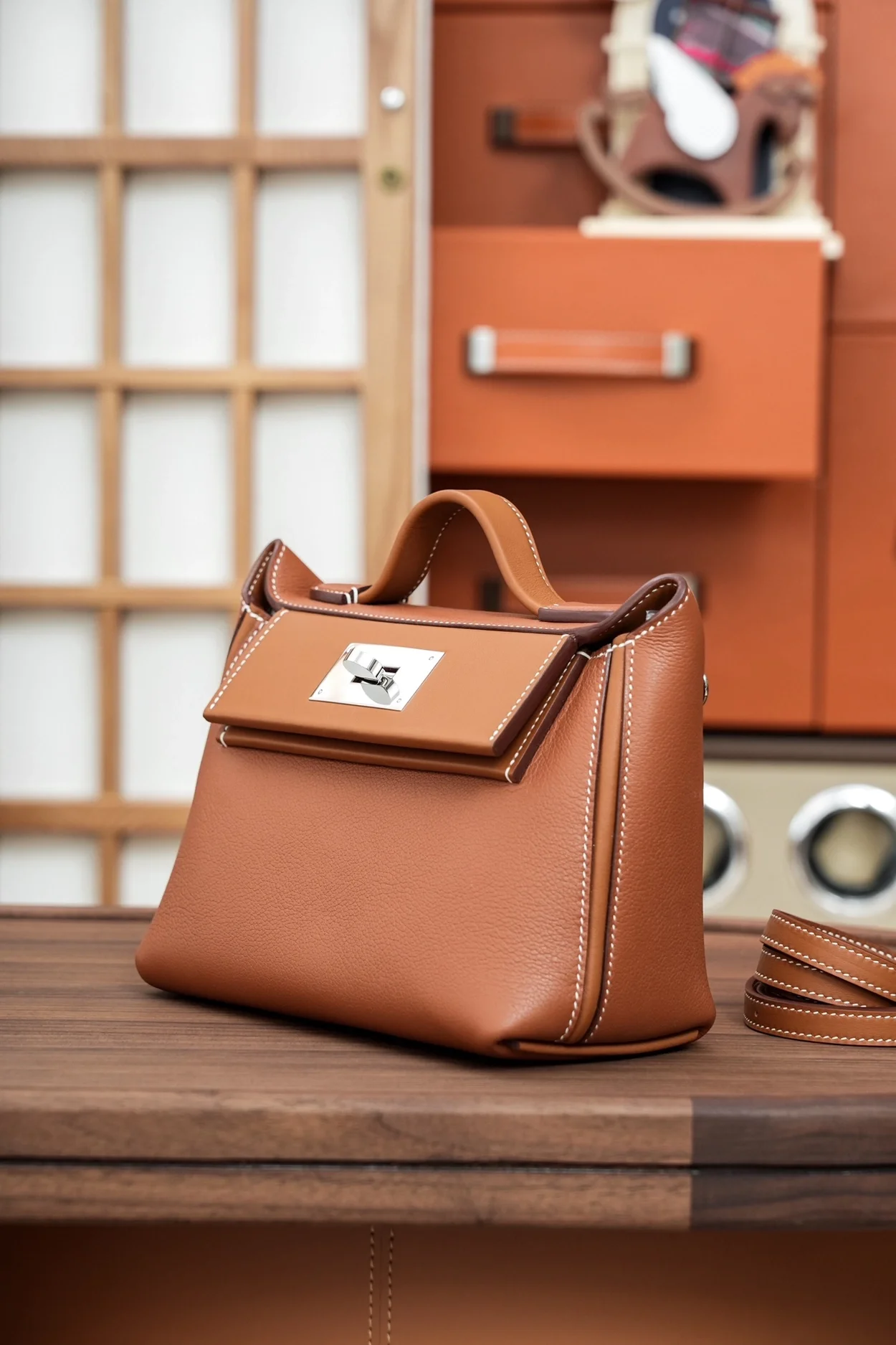 에르메스 2424 미니 백 브라운 팔라듐 하드웨어 (100% HAND MADE)
