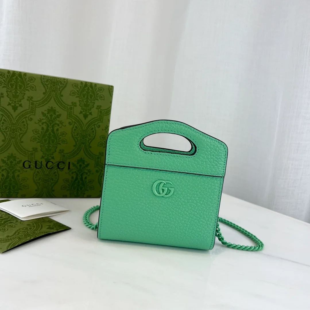 구찌 GG 마몬트 탑핸들 카드케이스 그린