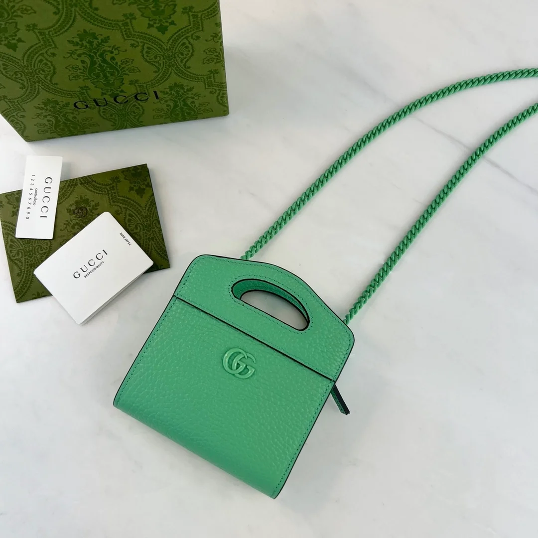 구찌 GG 마몬트 탑핸들 카드케이스 그린