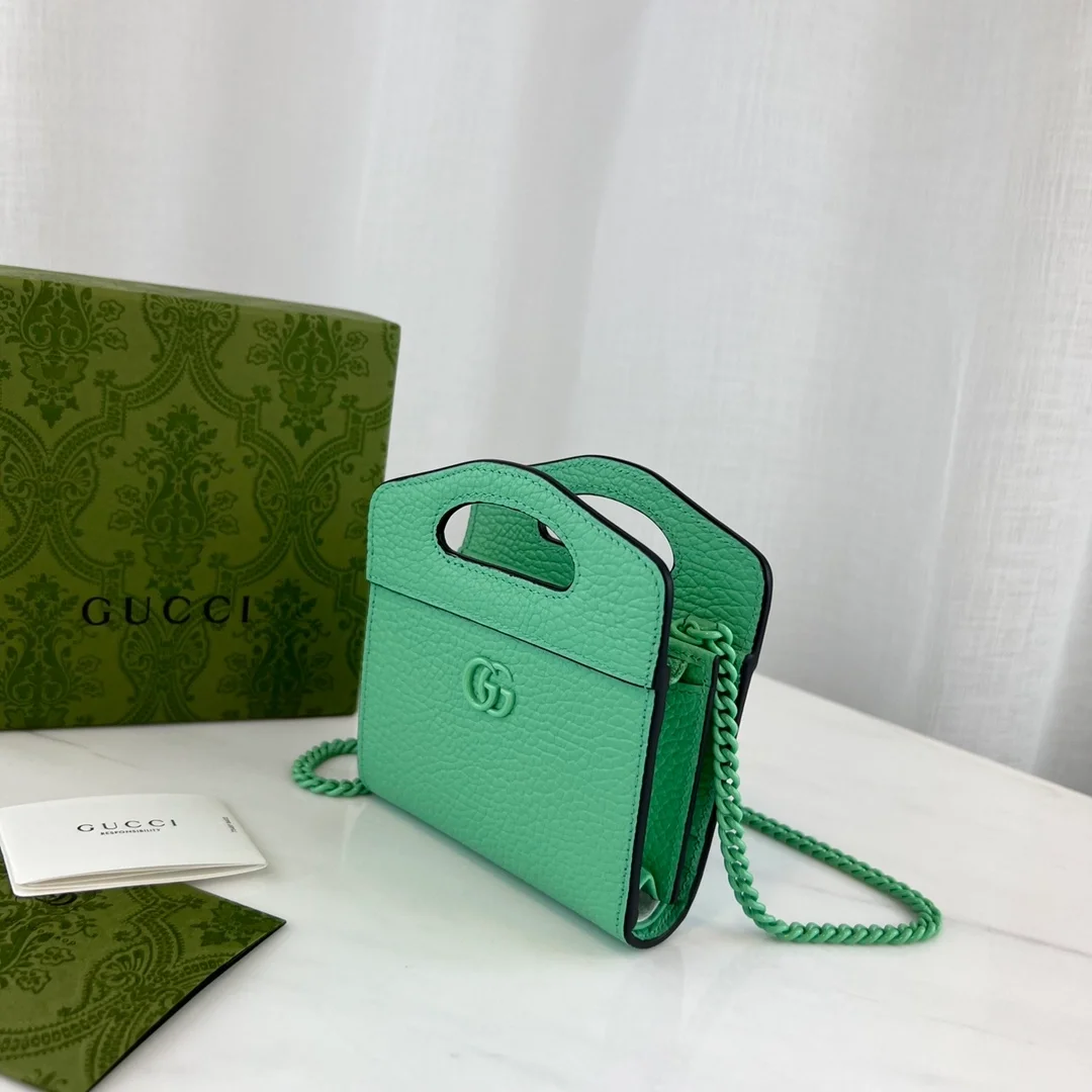 구찌 GG 마몬트 탑핸들 카드케이스 그린