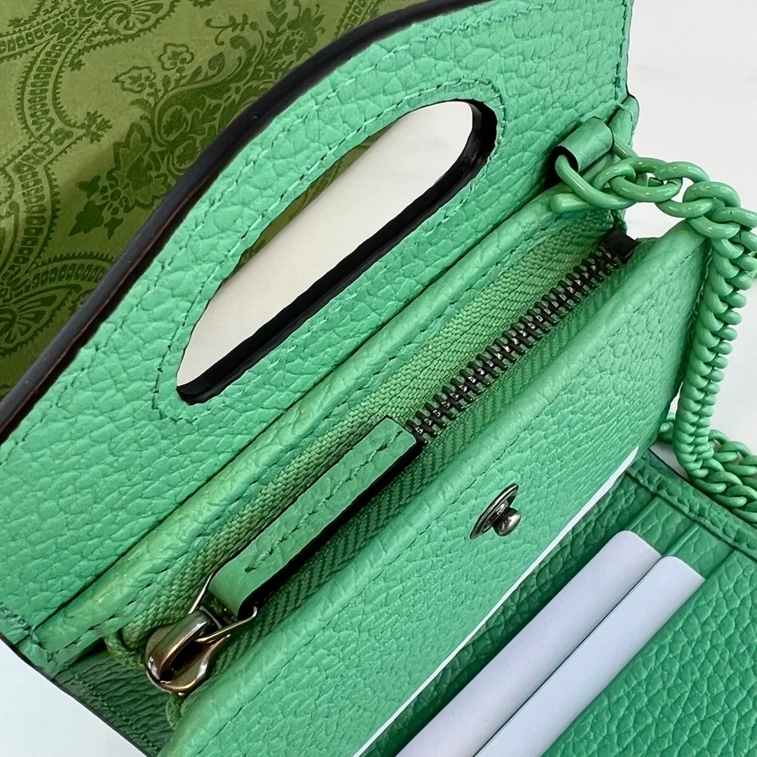 구찌 GG 마몬트 탑핸들 카드케이스 그린