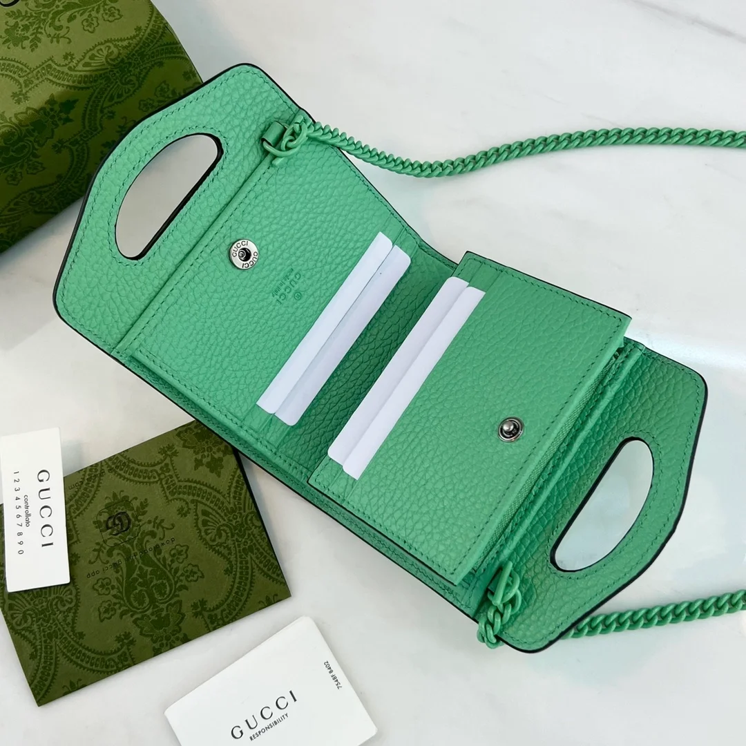 구찌 GG 마몬트 탑핸들 카드케이스 그린