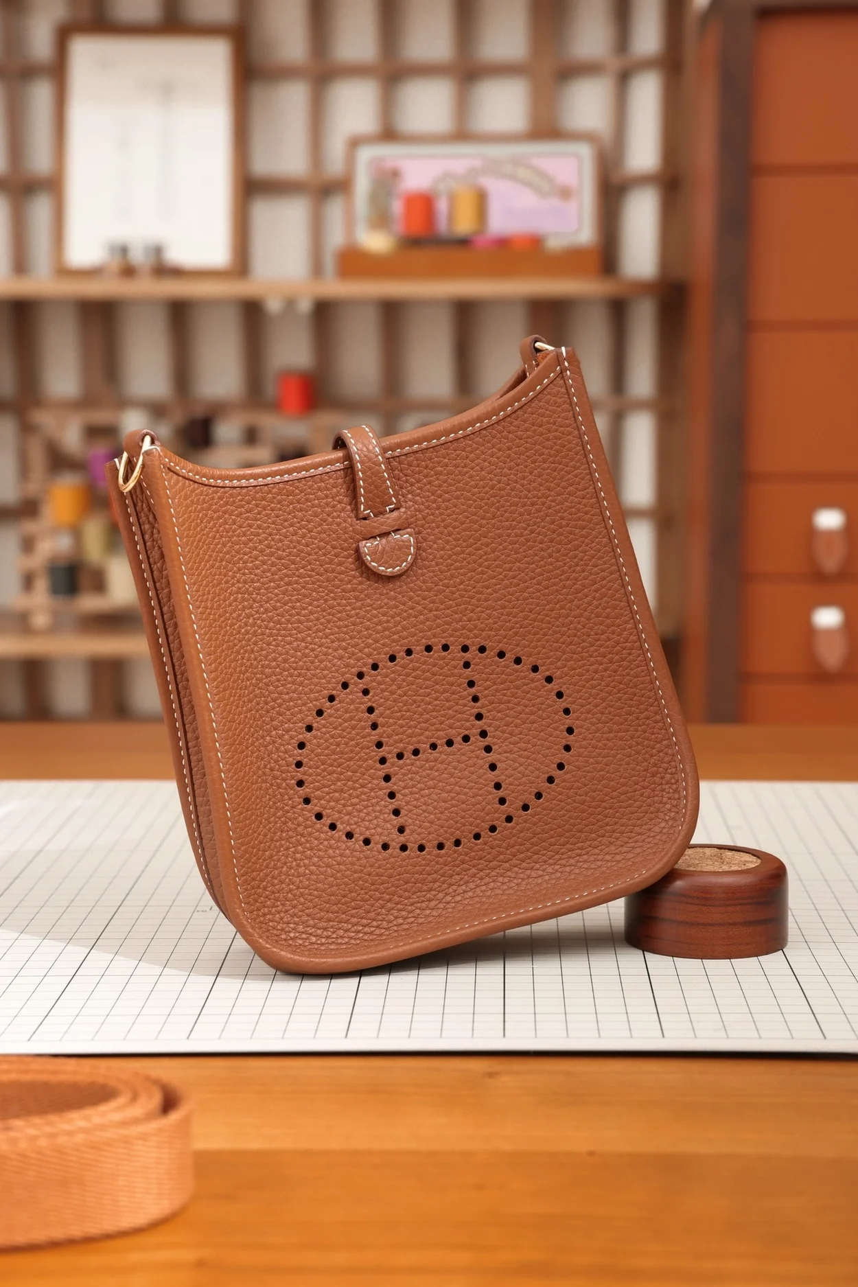 에르메스 에블린 16 브라운 골드 하드웨어 (100% HAND MADE)