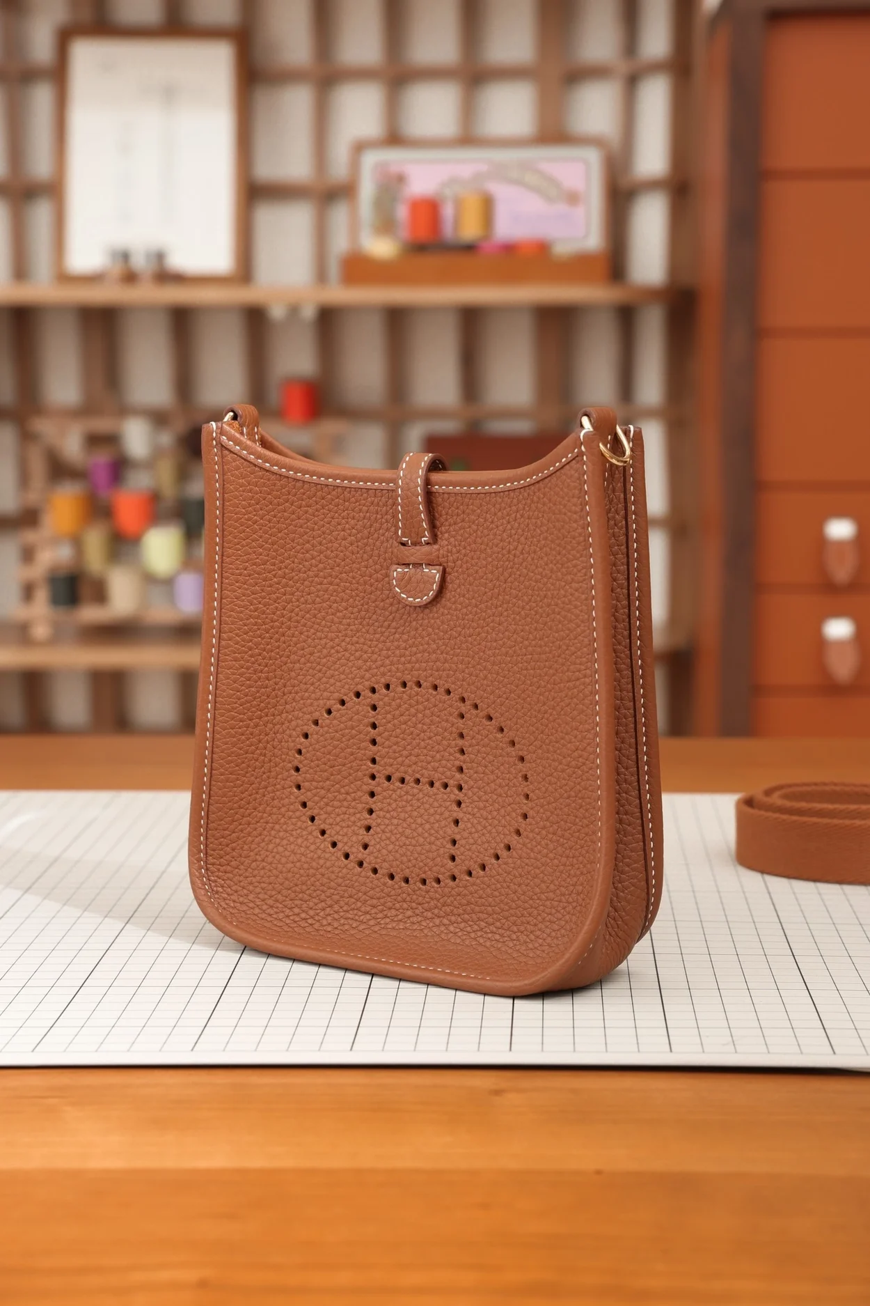 에르메스 에블린 16 브라운 골드 하드웨어 (100% HAND MADE)