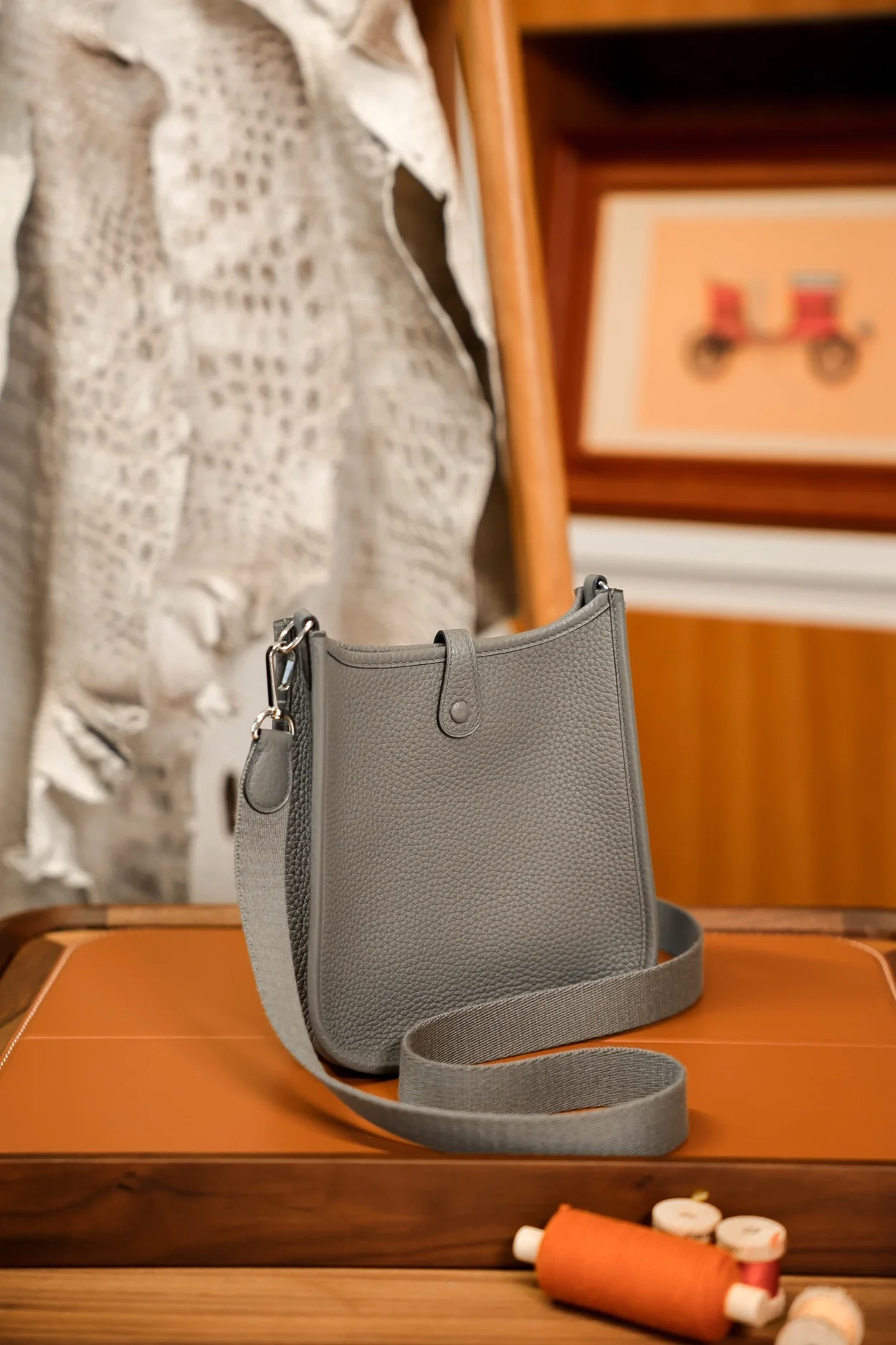 에르메스 에블린 16 아마존 백 그리스 메이어 클레망스 & 팔라듐 하드웨어 (100% HAND MADE)