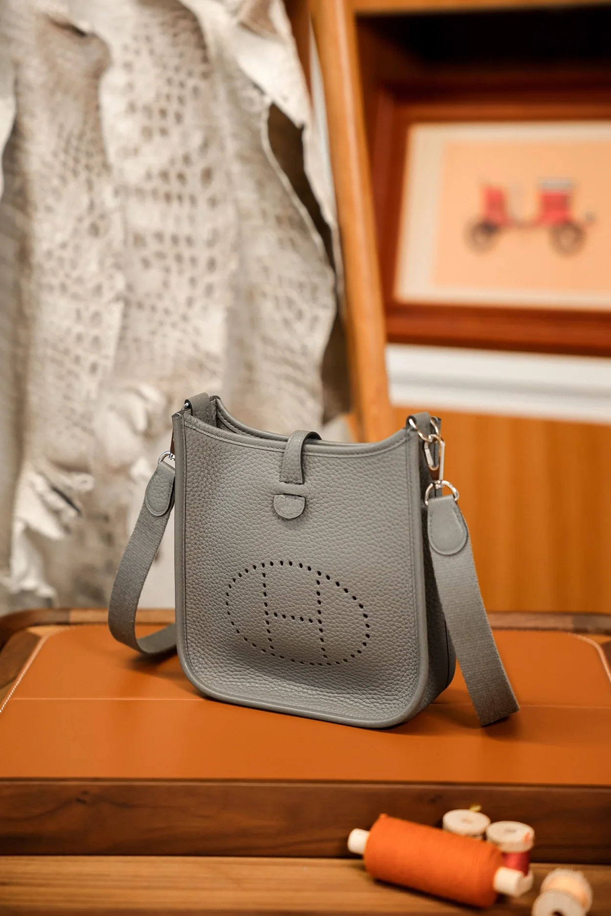 에르메스 에블린 16 아마존 백 그리스 메이어 클레망스 & 팔라듐 하드웨어 (100% HAND MADE)