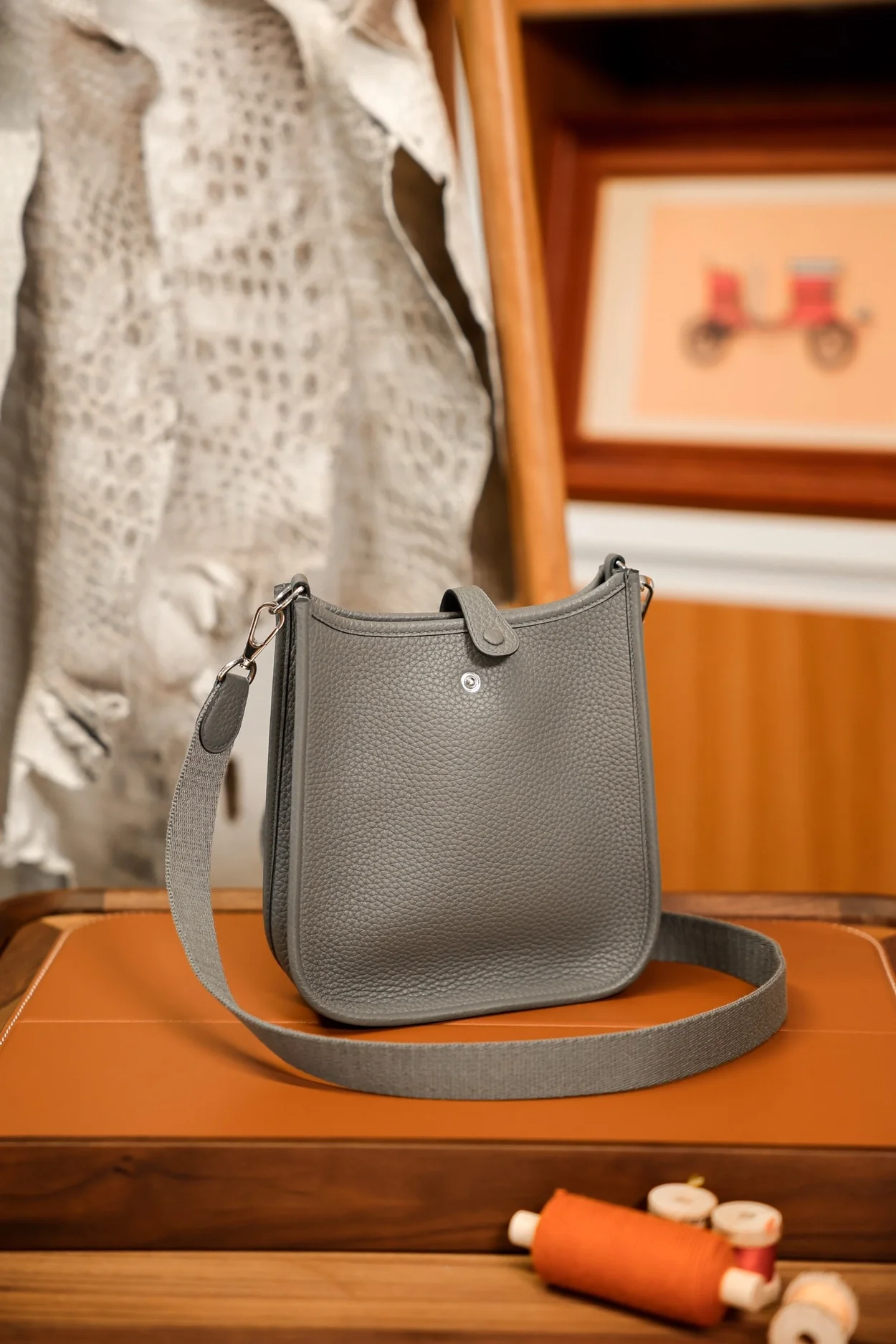 에르메스 에블린 16 아마존 백 그리스 메이어 클레망스 & 팔라듐 하드웨어 (100% HAND MADE)