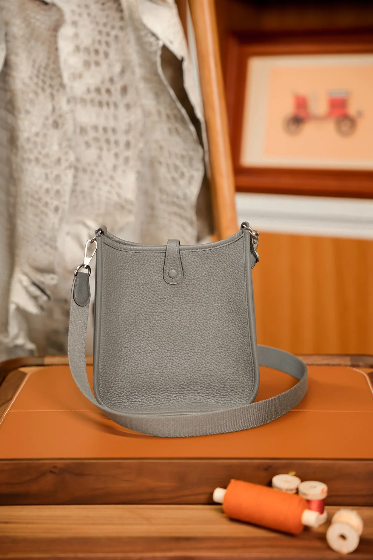 에르메스 에블린 16 아마존 백 그리스 메이어 클레망스 & 팔라듐 하드웨어 (100% HAND MADE)