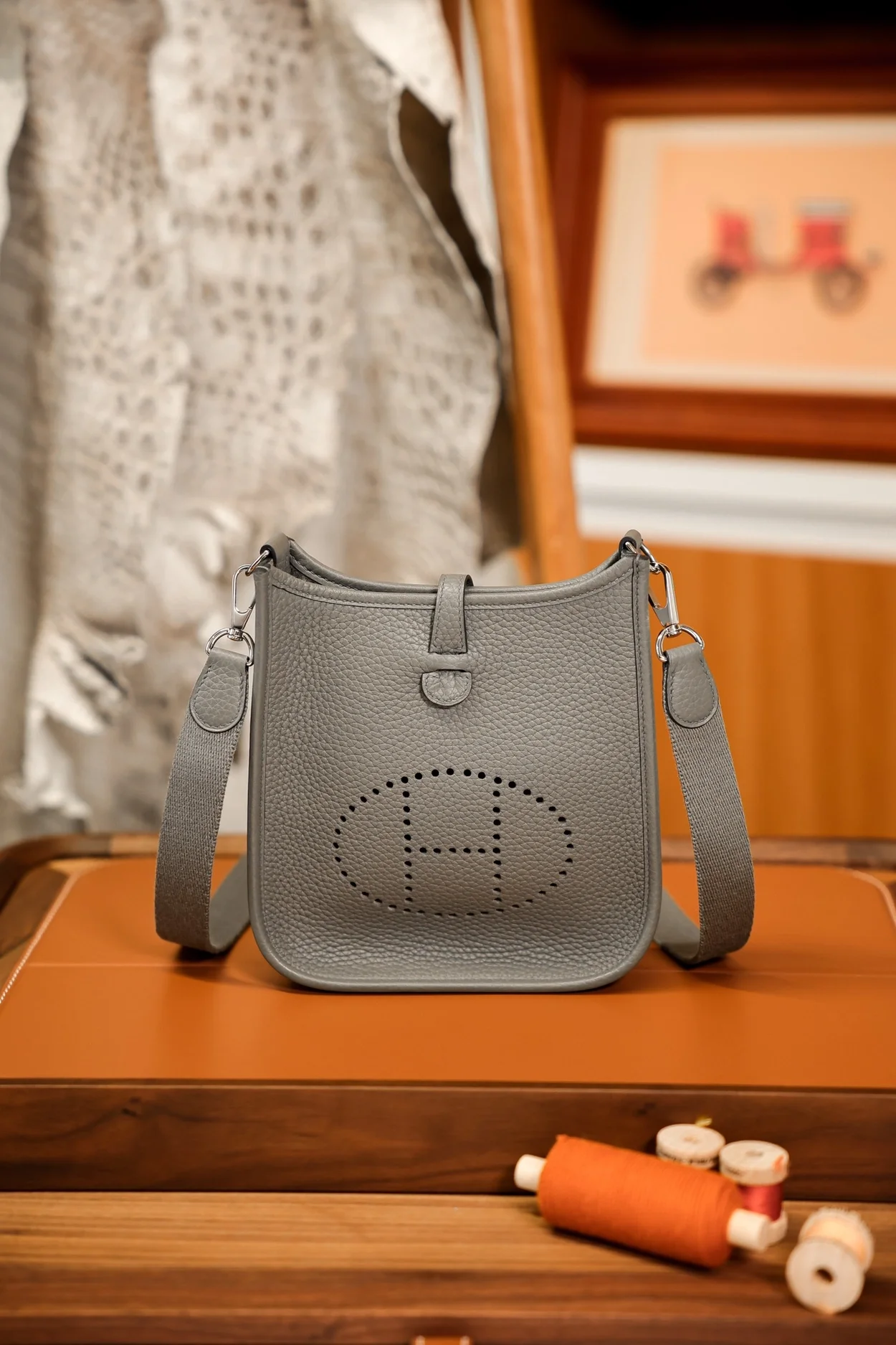 에르메스 에블린 16 아마존 백 그리스 메이어 클레망스 & 팔라듐 하드웨어 (100% HAND MADE)