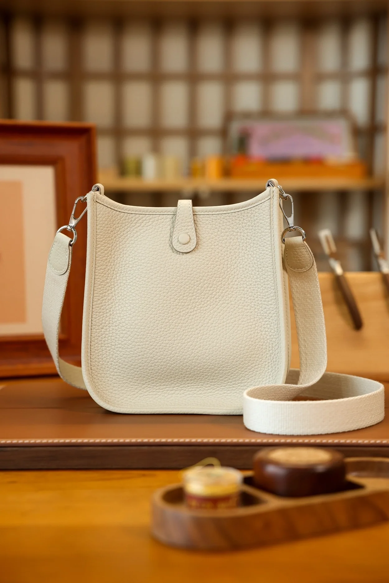 에르메스 에블린 16 아마존 백 아이보리 클레망스 & 팔라듐 하드웨어 (100% HAND MADE)