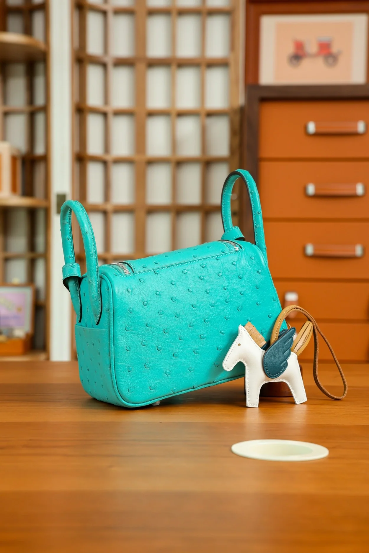 에르메스 린디 미니 티파니 블루 오스트리치 팔라듐 하드웨어 (100% HAND MADE)