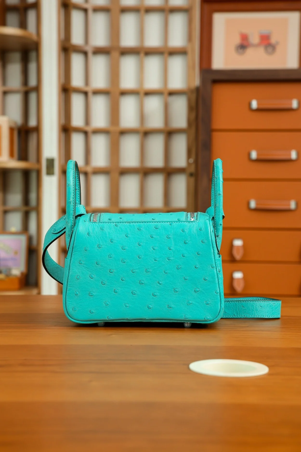 에르메스 린디 미니 티파니 블루 오스트리치 팔라듐 하드웨어 (100% HAND MADE)